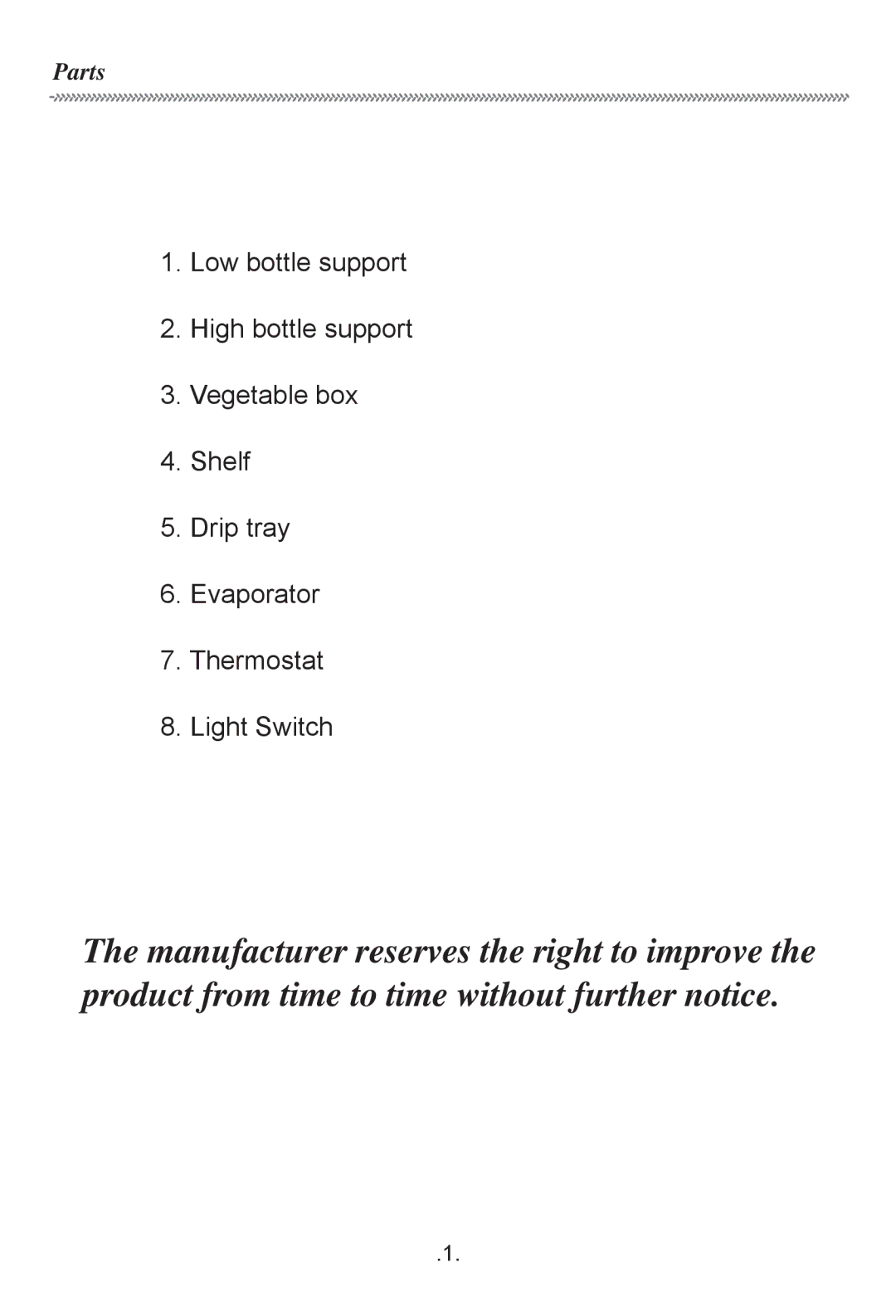 Haier HR-170T owner manual Parts 