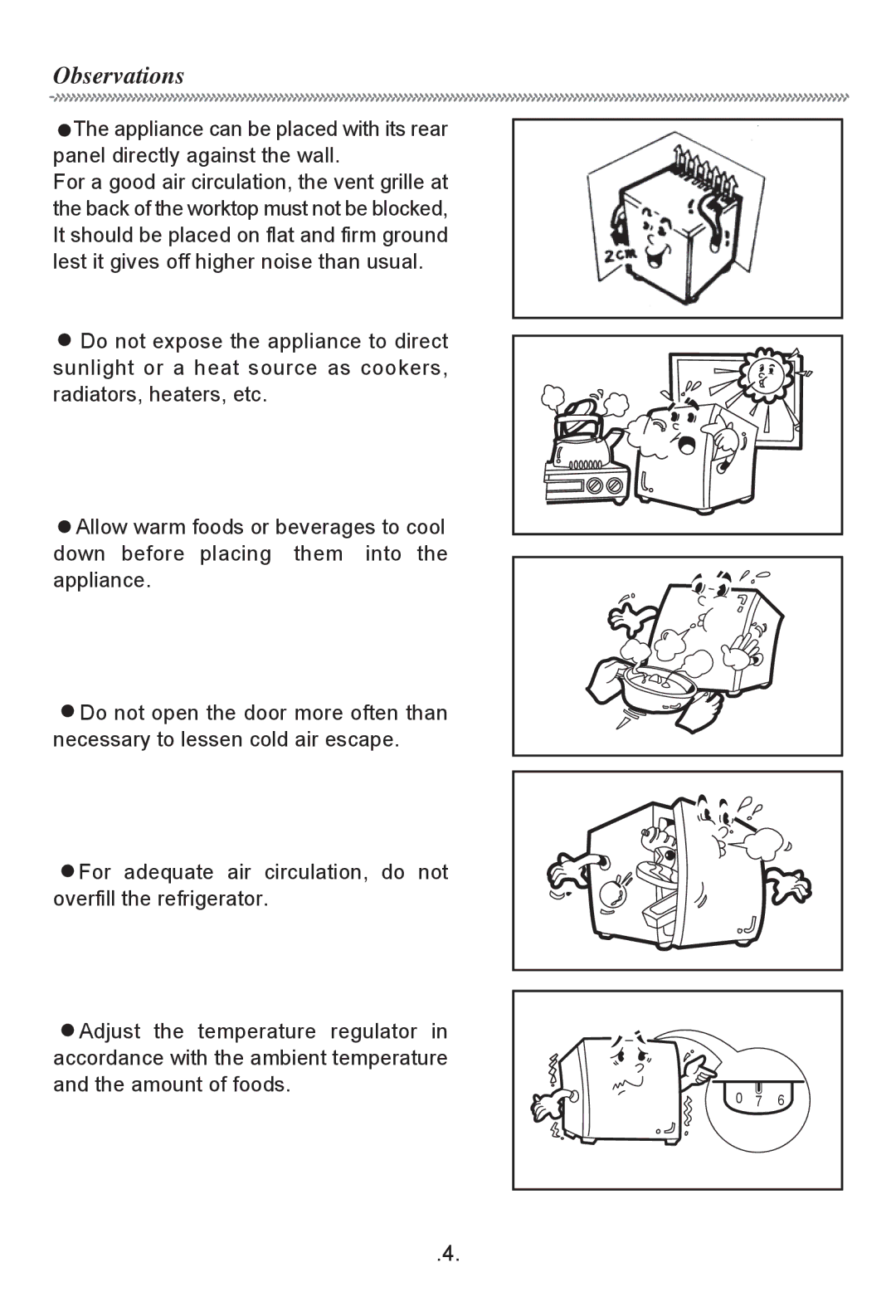 Haier HR-170T owner manual Observations 