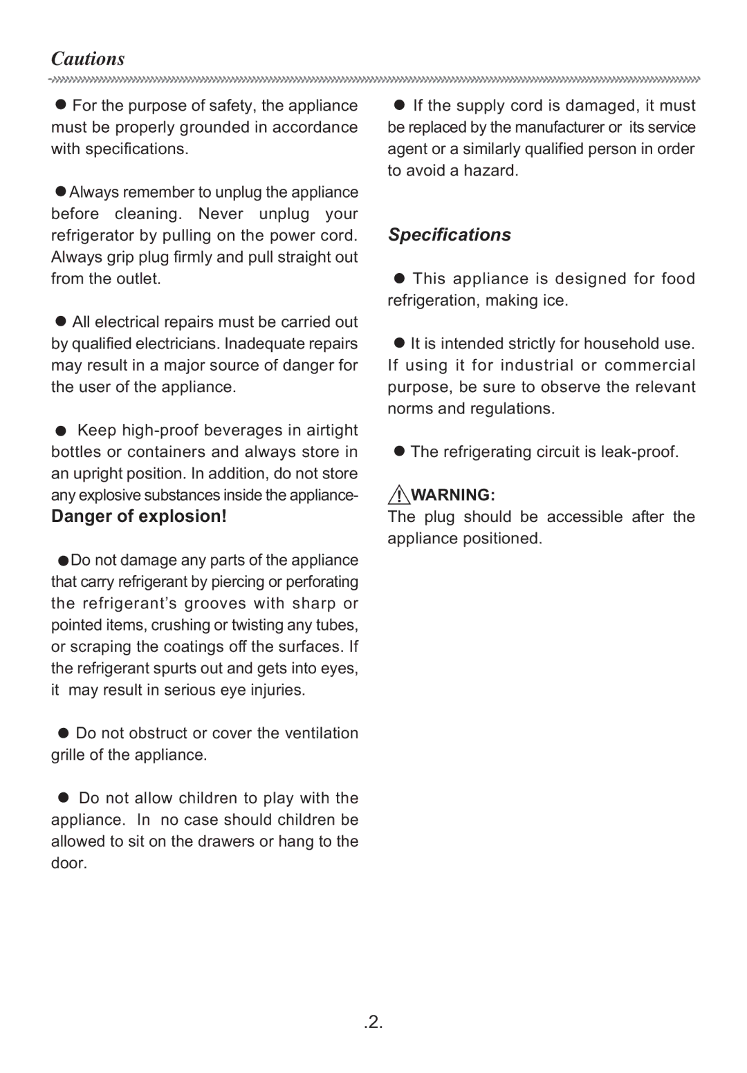 Haier HR-195S manual Specifications 