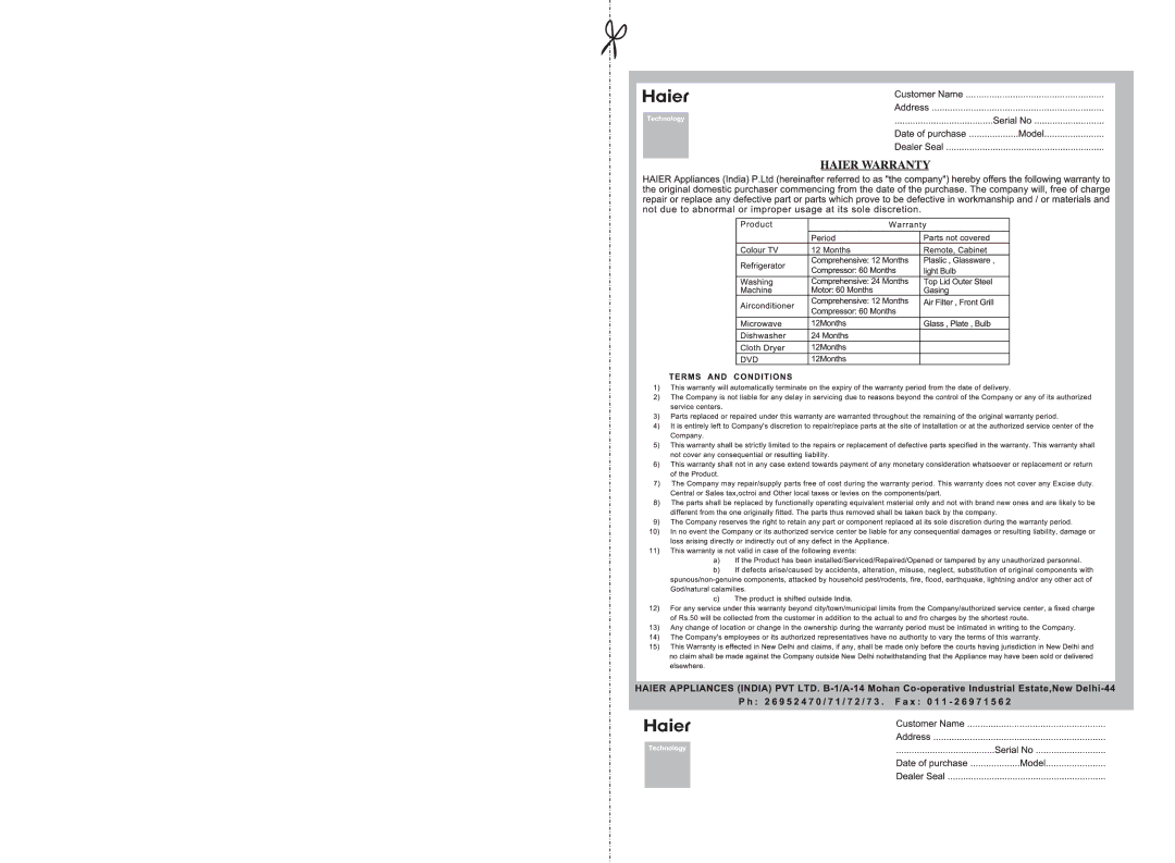 Haier HR-2485EG, HR-2080EG manual 