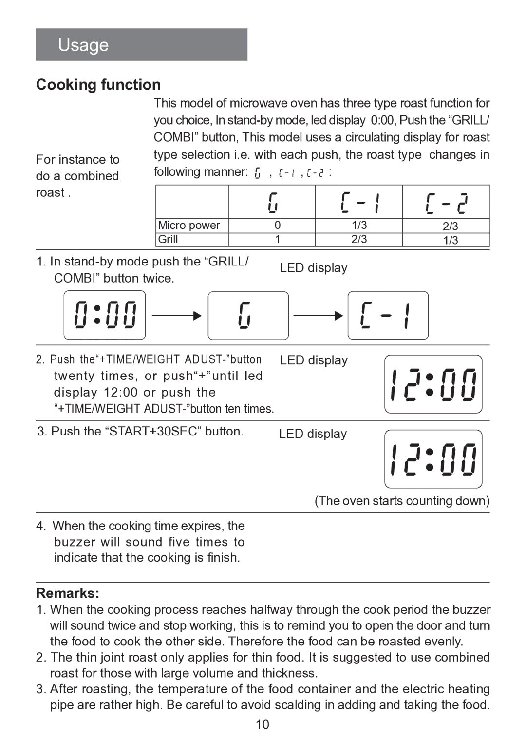 Haier HR-7803D user manual Cooking function, For instance to do a combined roast, Following manner 