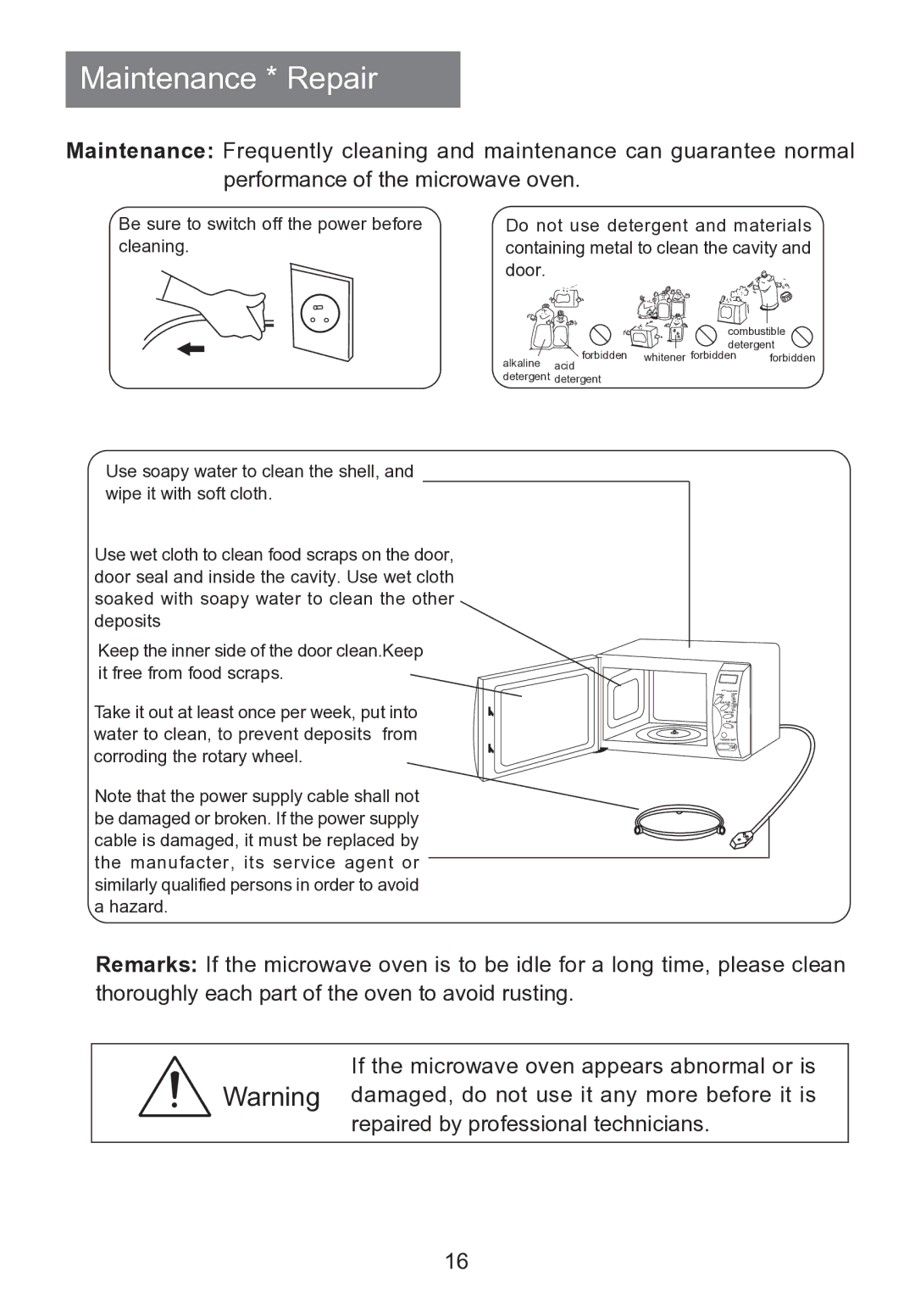 Haier HR-7803D user manual Maintenance * Repair 