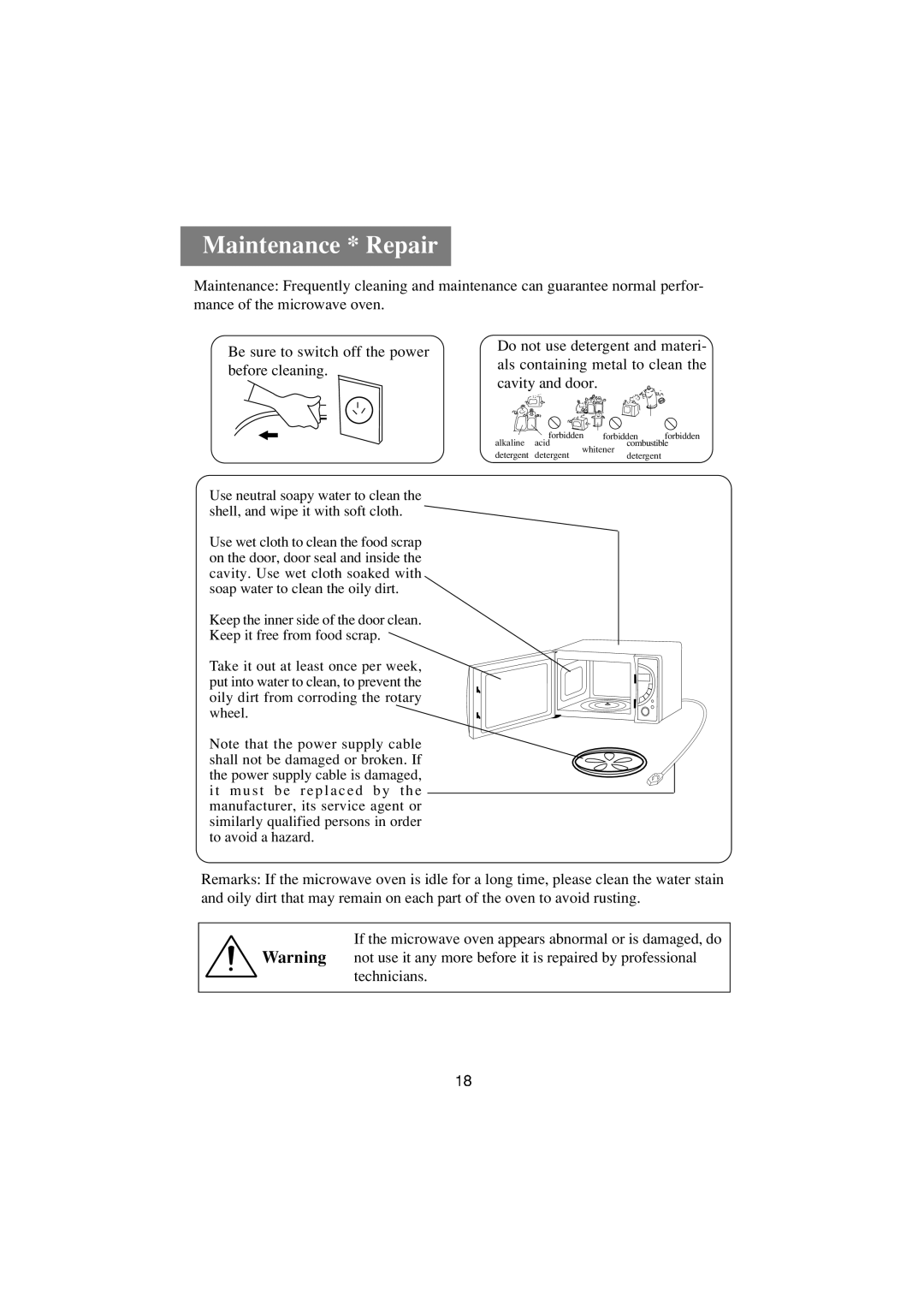 Haier HR-7857A user manual Maintenance * Repair 