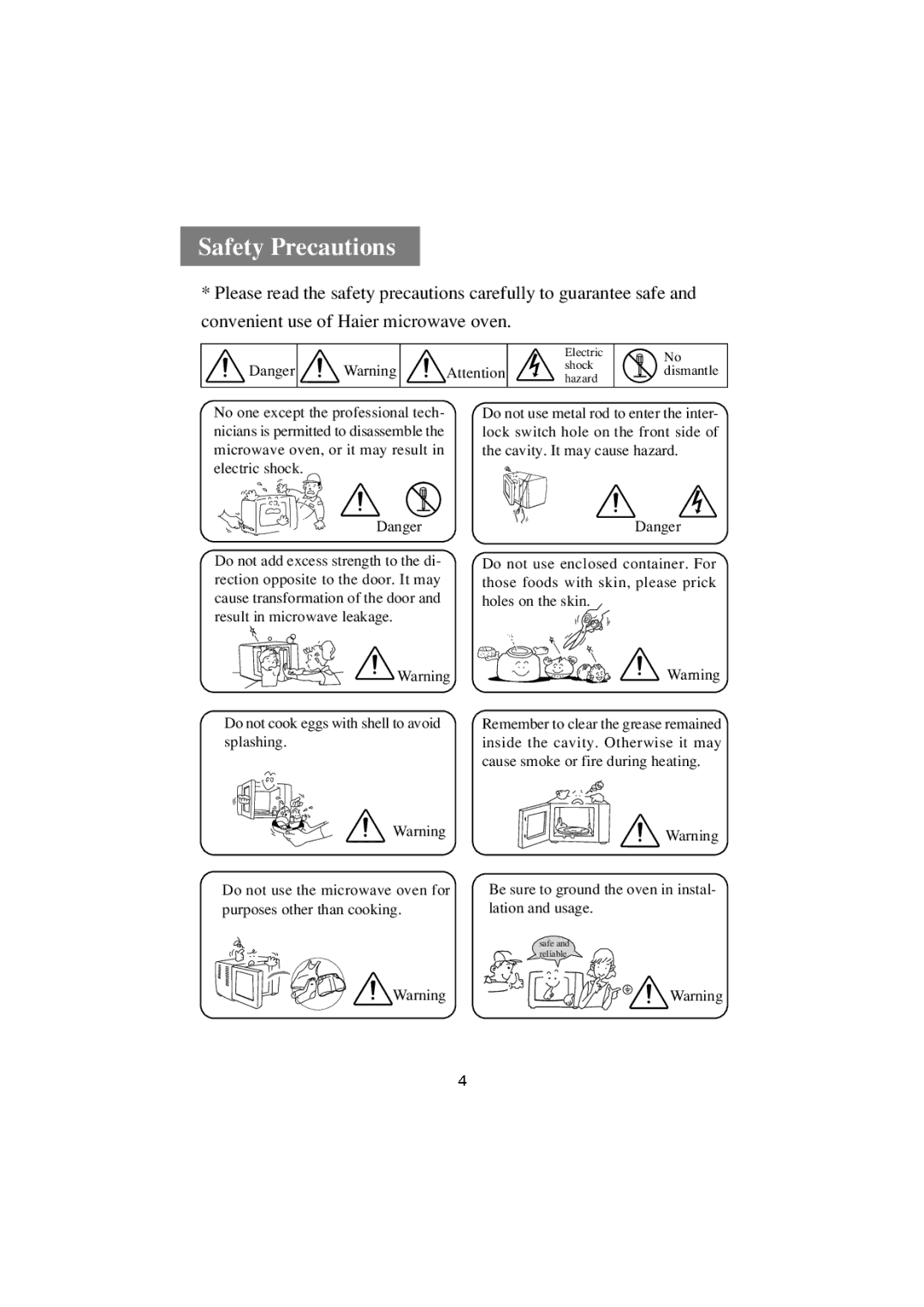 Haier HR-7857A user manual Safety Precautions 