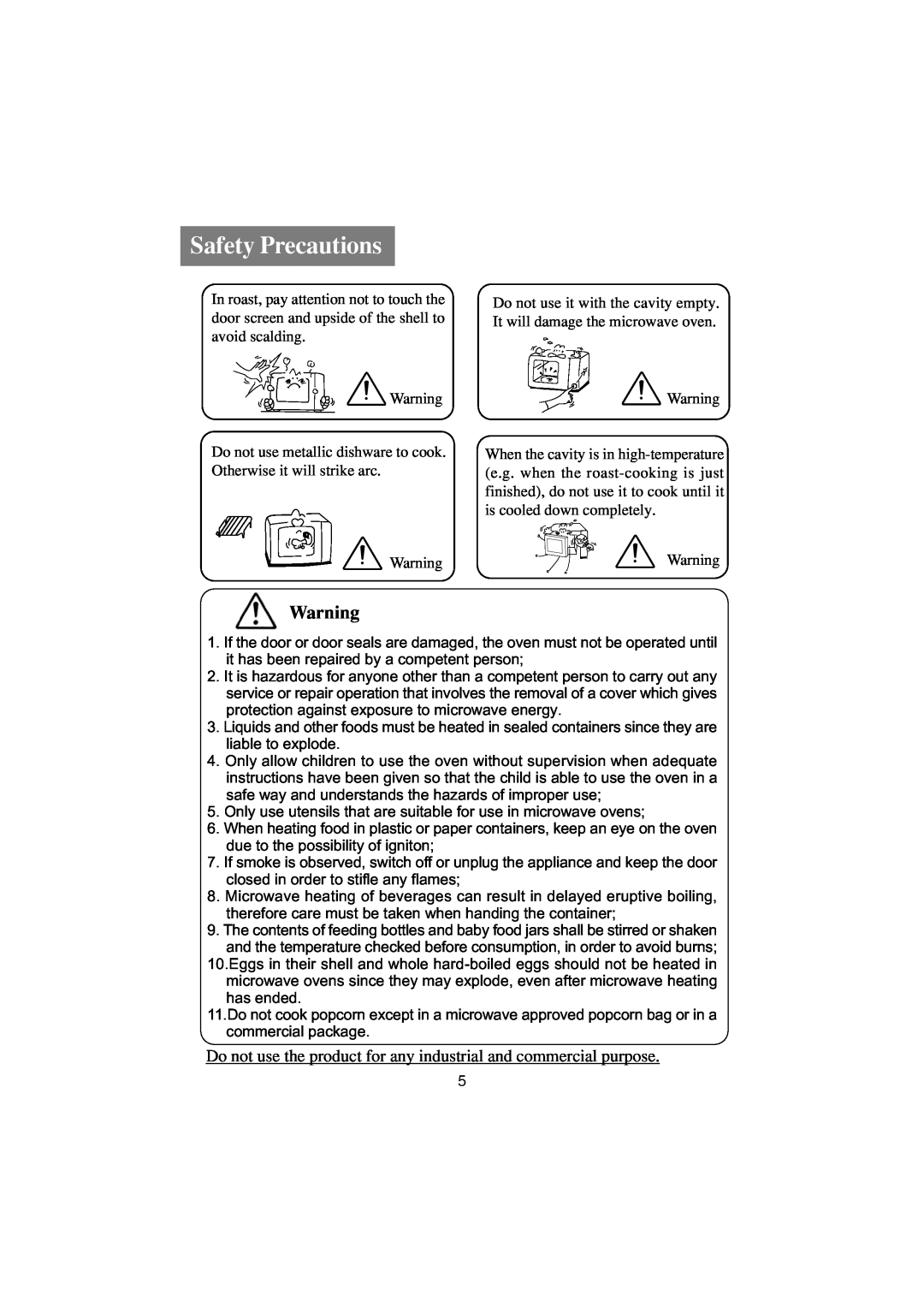 Haier HR-7857A user manual Safety Precautions, Do not use the product for any industrial and commercial purpose 