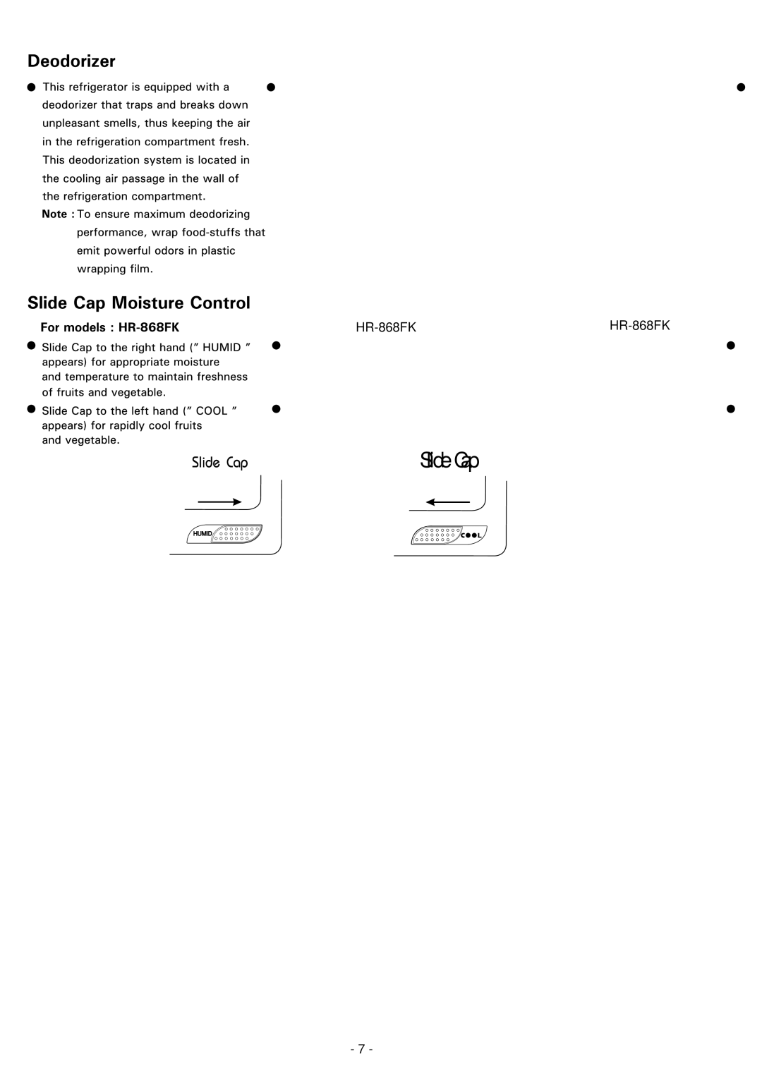 Haier HR-868FK, HR-858FK, HR-845FK manual SlideCap 