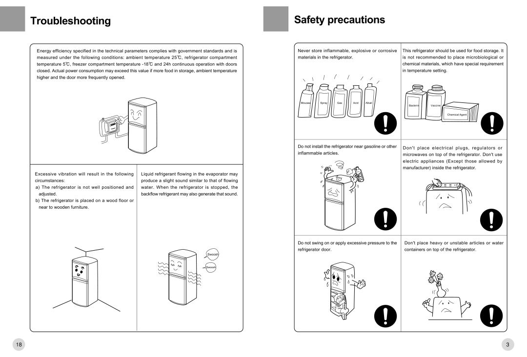 Haier HRF-221FR/A operation manual Troubleshooting, Safety precautions 