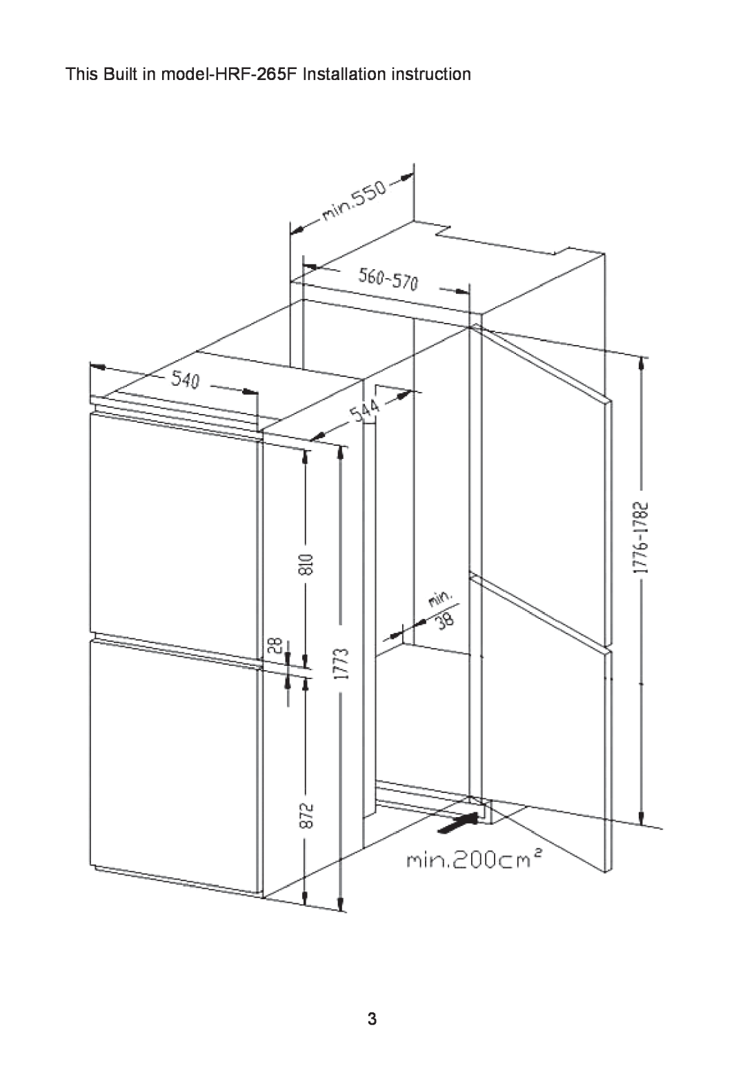 Haier manual This Built in model-HRF-265F Installation instruction 