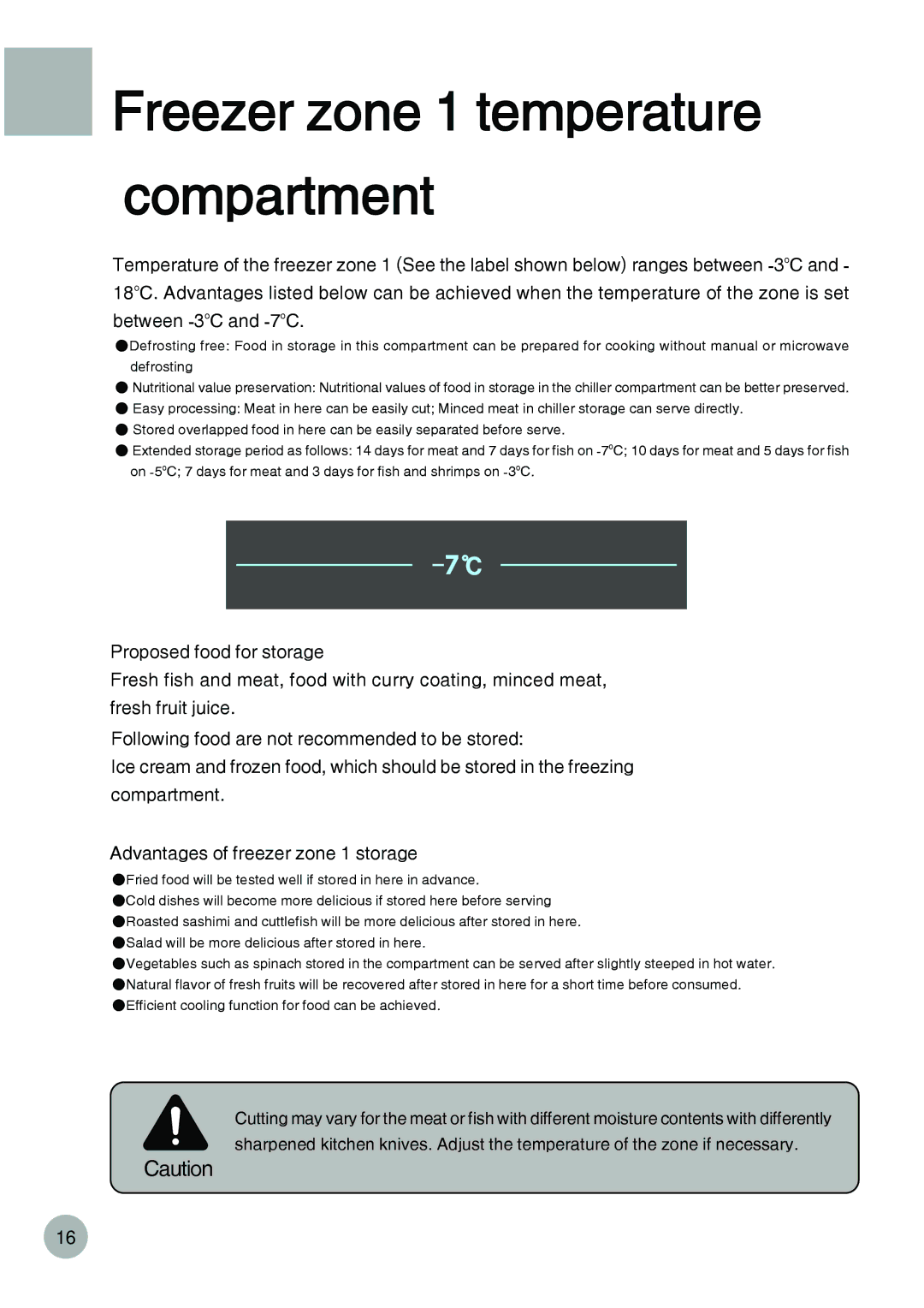 Haier HRF-288K operation manual Freezer zone 1 temperature compartment 