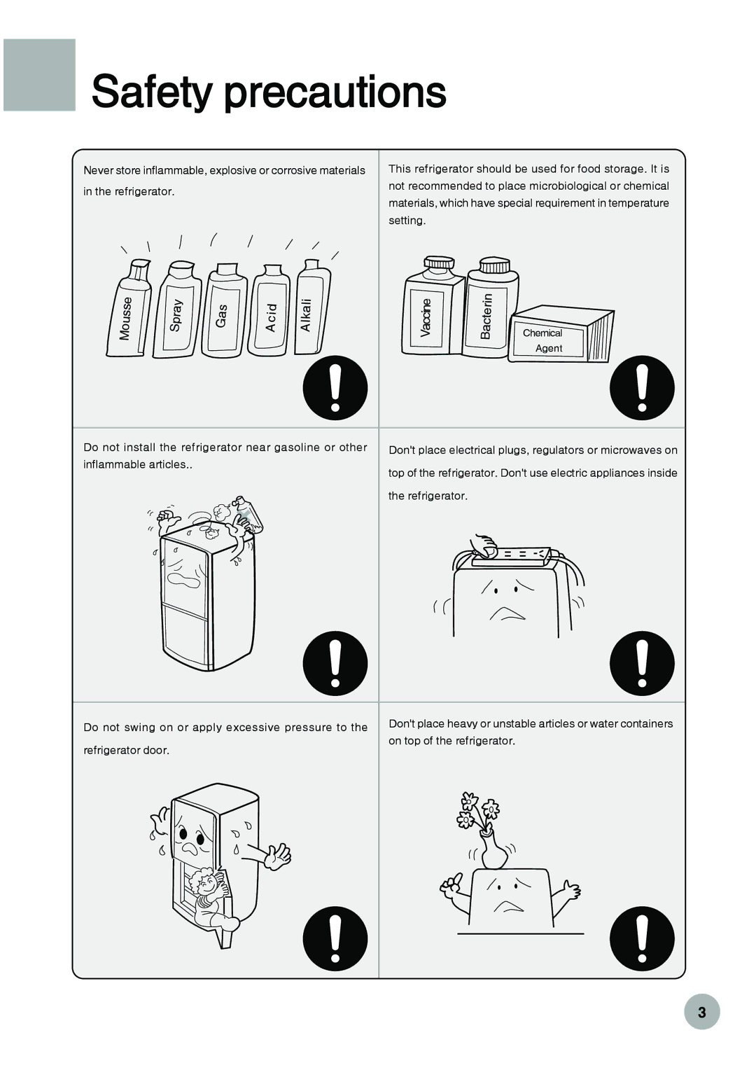 Haier HRF-288K operation manual Mousse Spray Gas Acid 