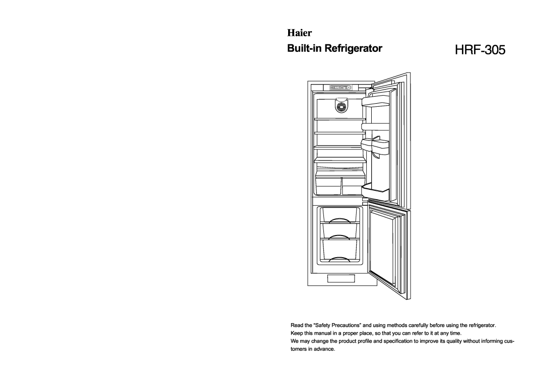 Haier HRF-305 manual Haier, Built-in Refrigerator 