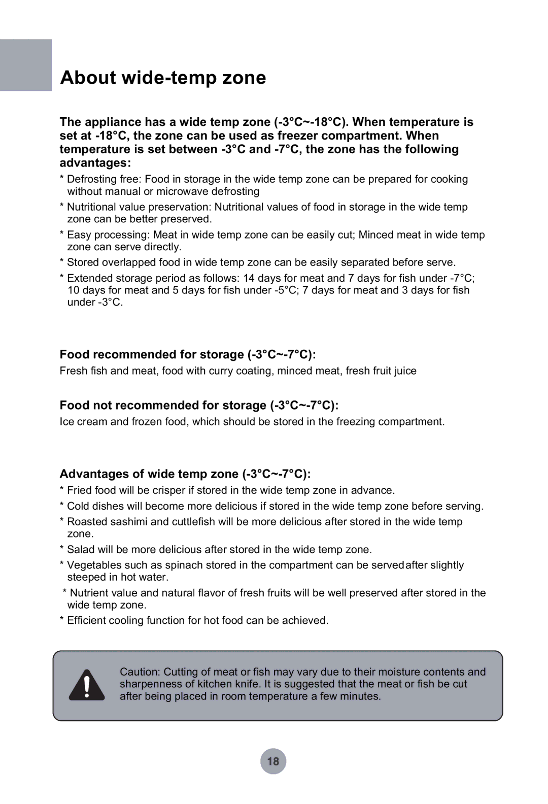 Haier HRF-349NAA, HRF-369NAA manual About wide-temp zone, Advantages of wide temp zone -3C~-7C 