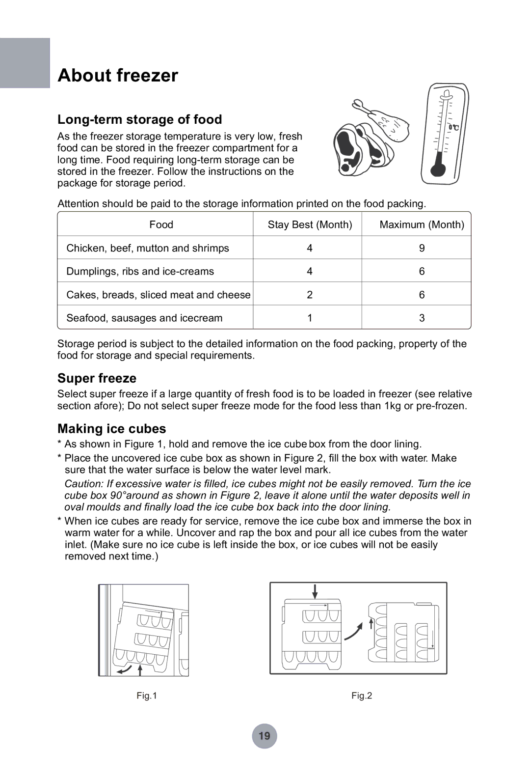 Haier HRF-369NAA, HRF-349NAA manual About freezer, Long-term storage of food, Making ice cubes 