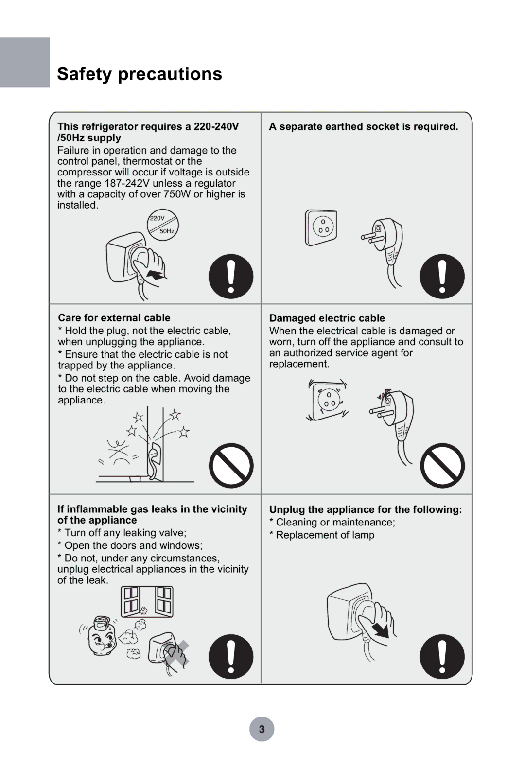 Haier HRF-369NAA, HRF-349NAA manual Safety precautions, 50Hz supply 