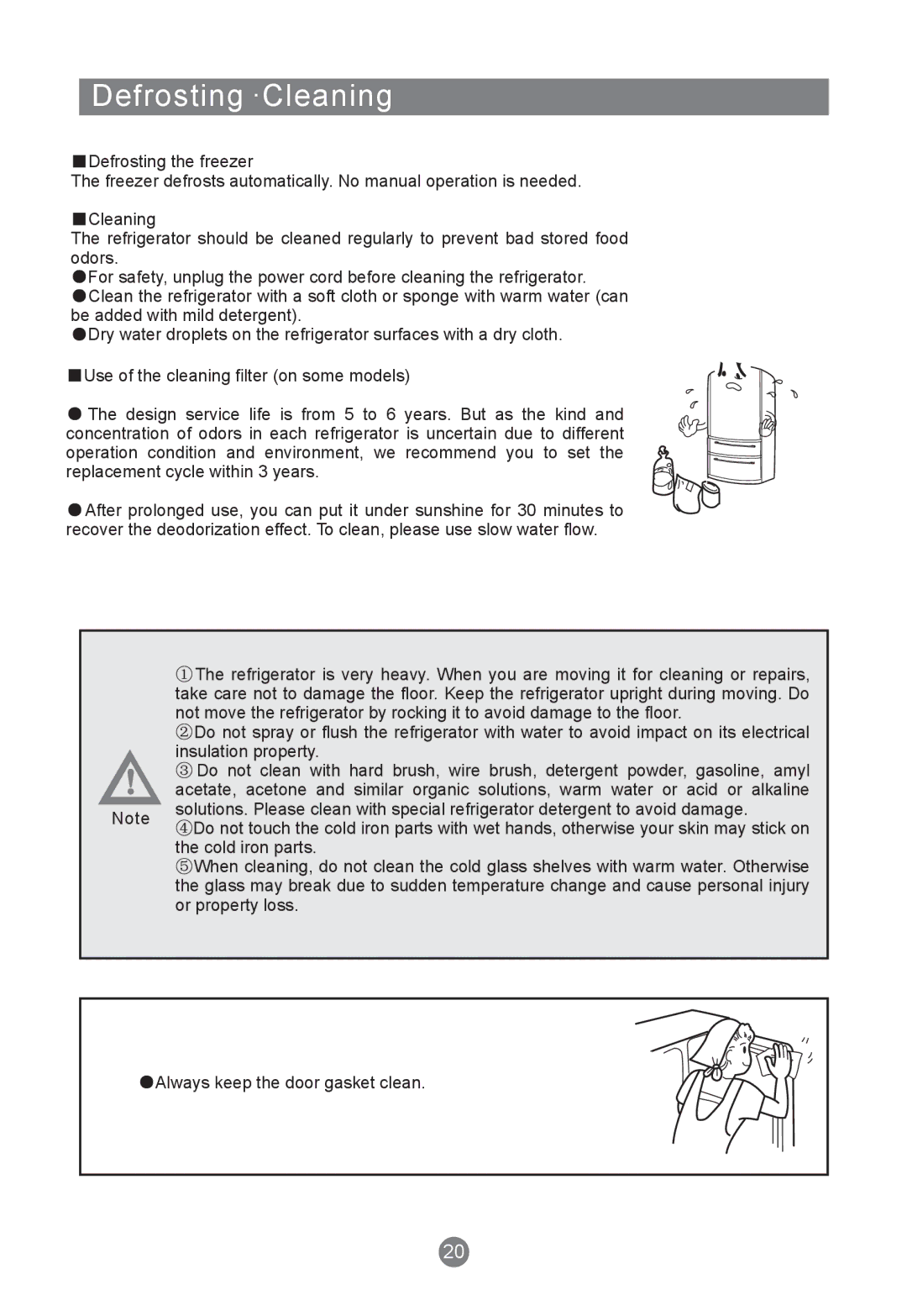 Haier HRF-420FDX, HRF-420FLS manual Defrosting ·Cleaning 