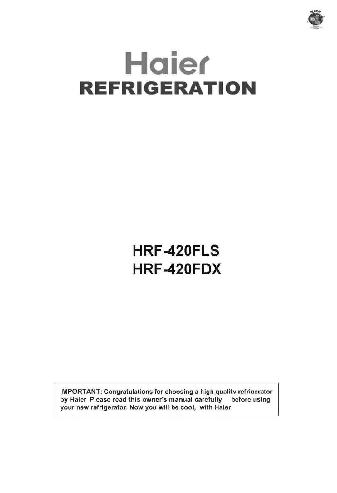 Haier HRF-420FLS, HRF-420FDX manual 