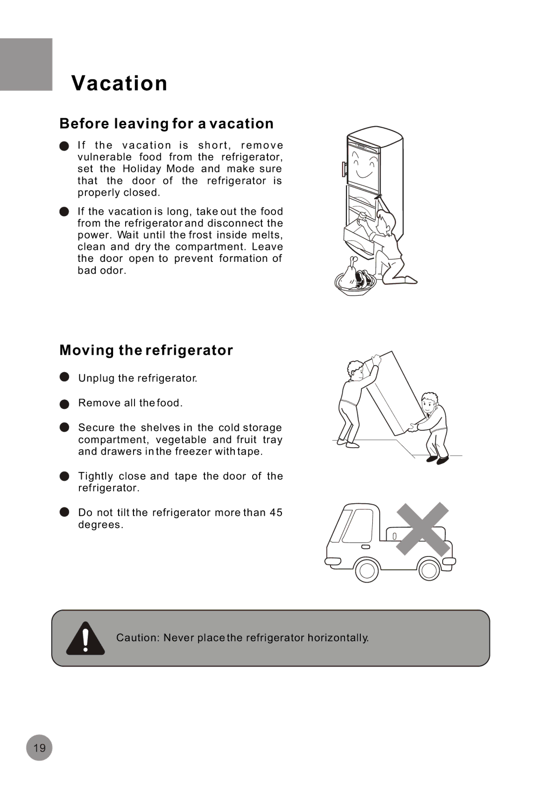 Haier HRF-516FKA operation manual Before leaving for a vacation 