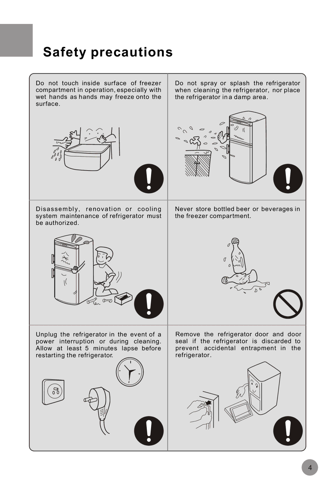 Haier HRF-516FKA operation manual Safety precautions 