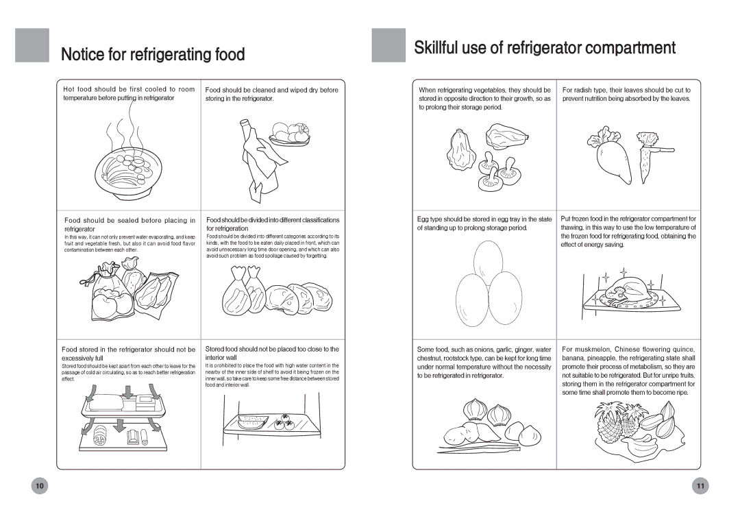 Haier HRF-588FA Hot food should be first cooled to room, Refrigerator For refrigeration, Excessively full Interior wall 