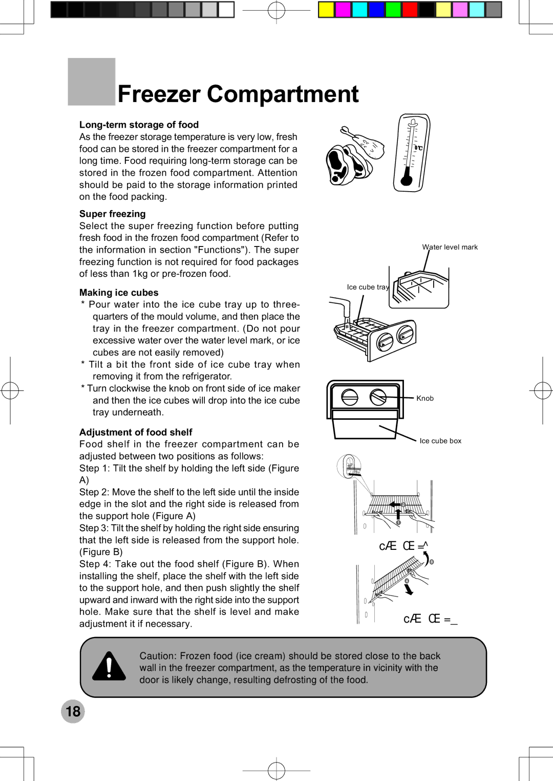 Haier HRF-599FRASS Freezer Compartment, Long-term storage of food, Making ice cubes, Adjustment of food shelf 
