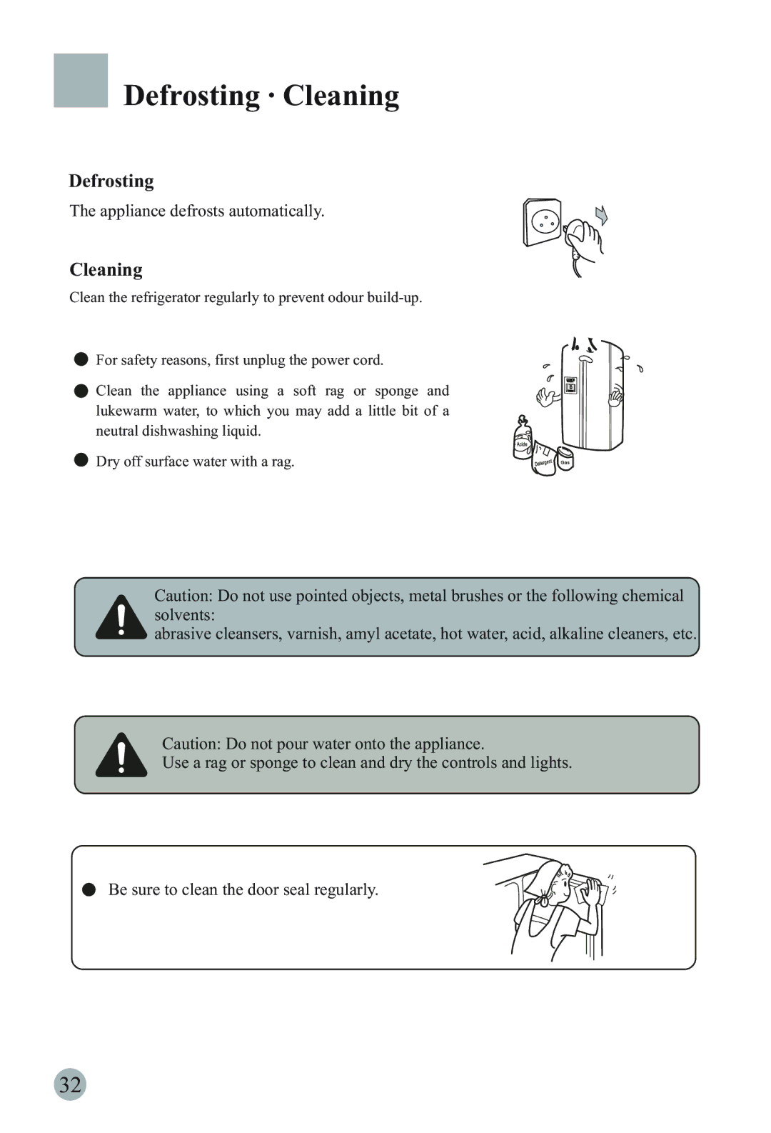 Haier HRF-6631RG manual Defrosting · Cleaning 