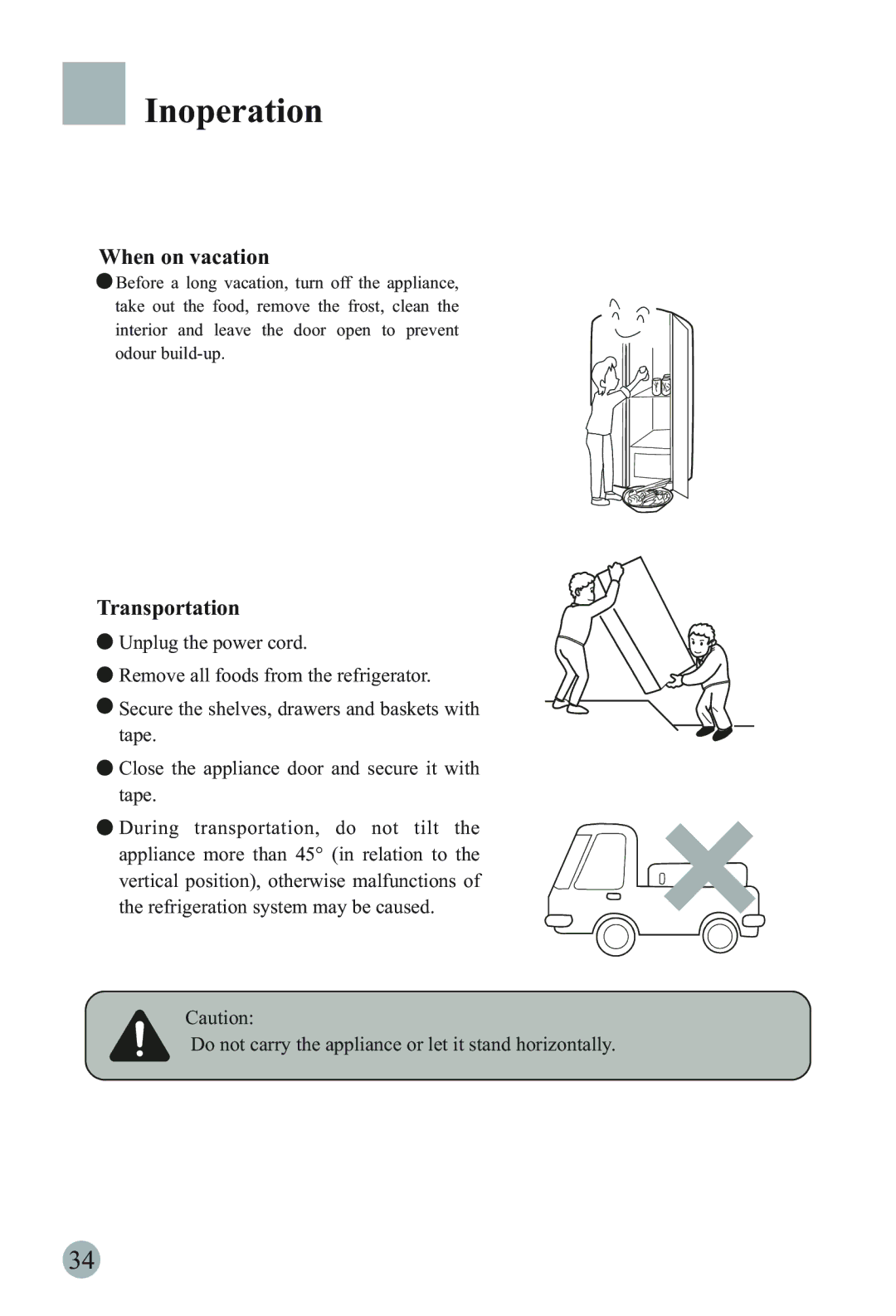 Haier HRF-6631RG manual When on vacation, Transportation 