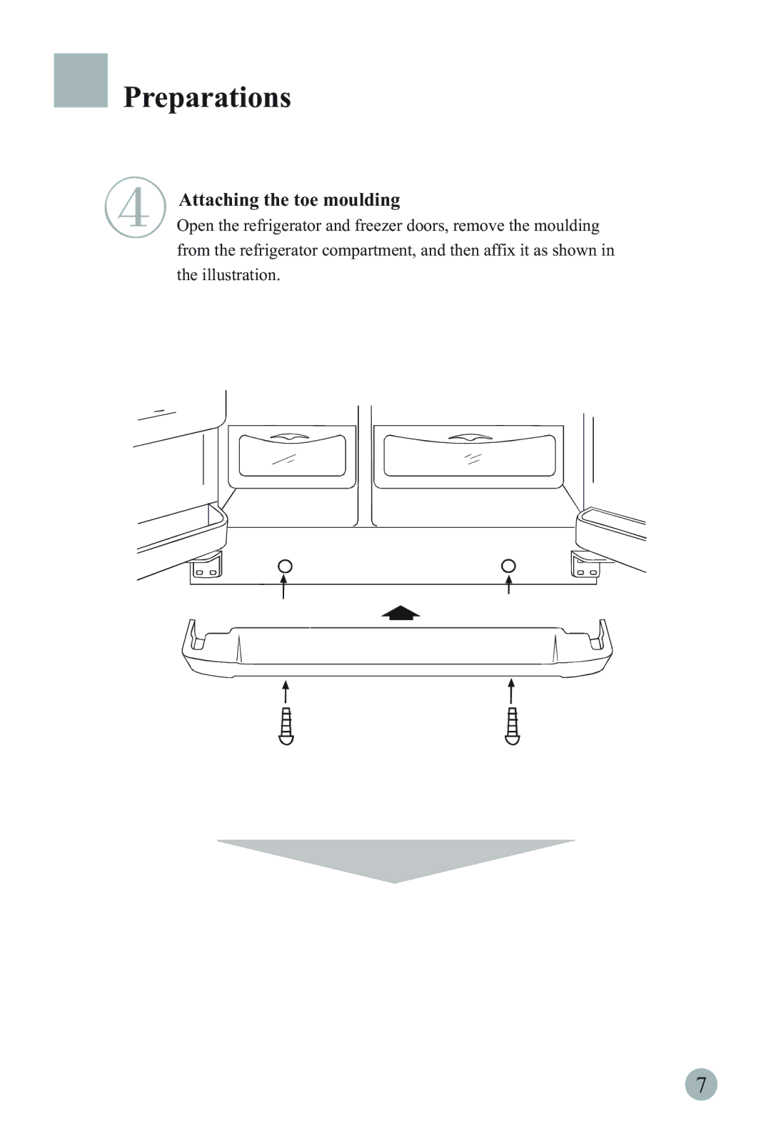 Haier HRF-6631RG manual Attaching the toe moulding 