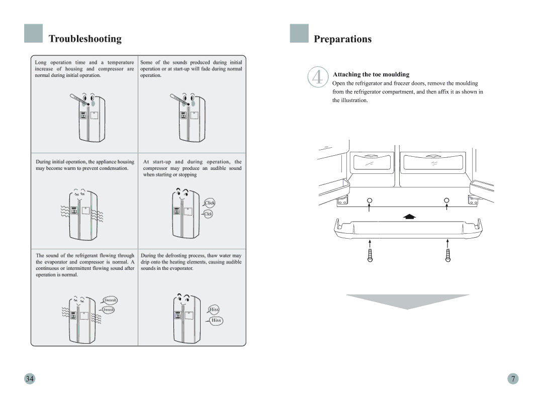 Haier HRF-663ITA2, HRF-663ATA2 manual Preparations, Attaching the toe moulding 