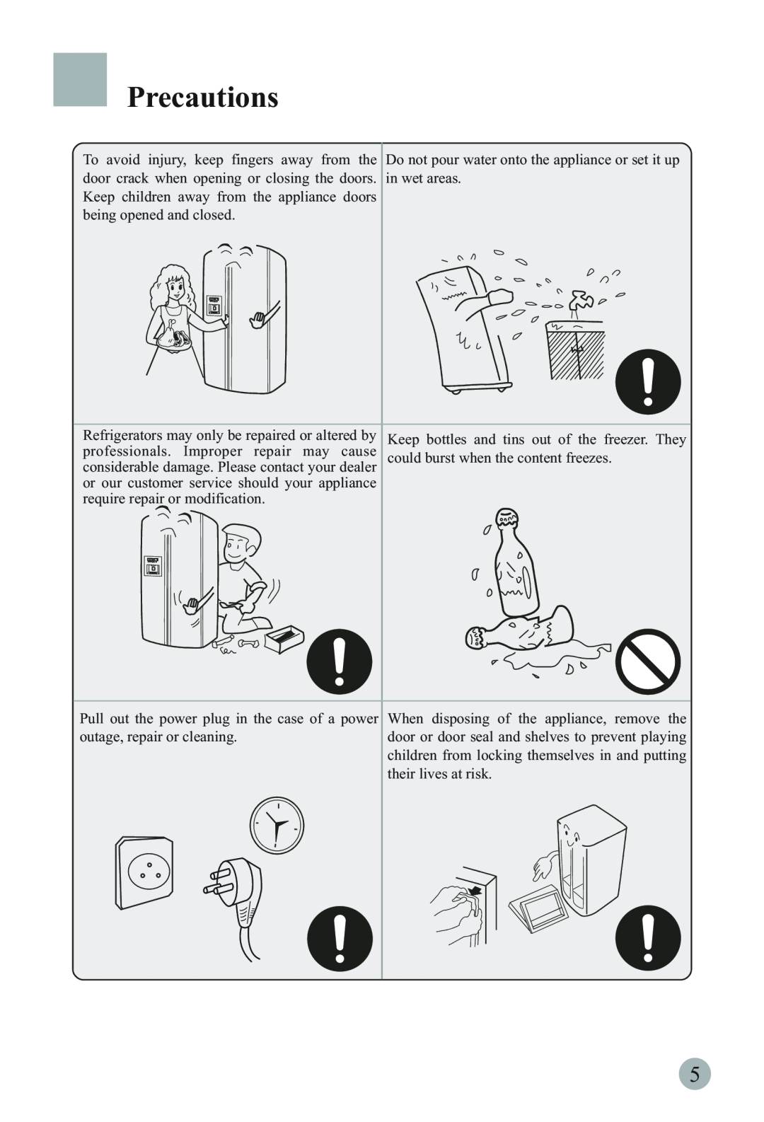 Haier HRF-663IRG manual Precautions, Keep children away from the appliance doors being opened and closed 