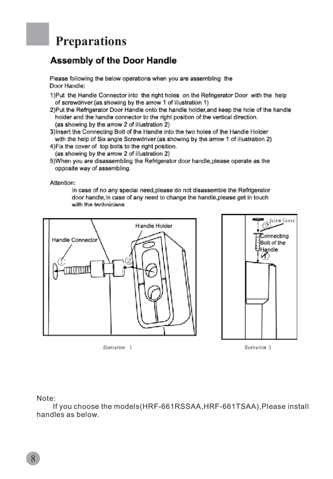 Haier HRF-663ASB2*, HRF-663ISB2*, HRF-663BSS, HRF-663ISA2*, HRF-663ASA2*, HRF-661RSSAA, HRF-661TSAA manual Preparations 