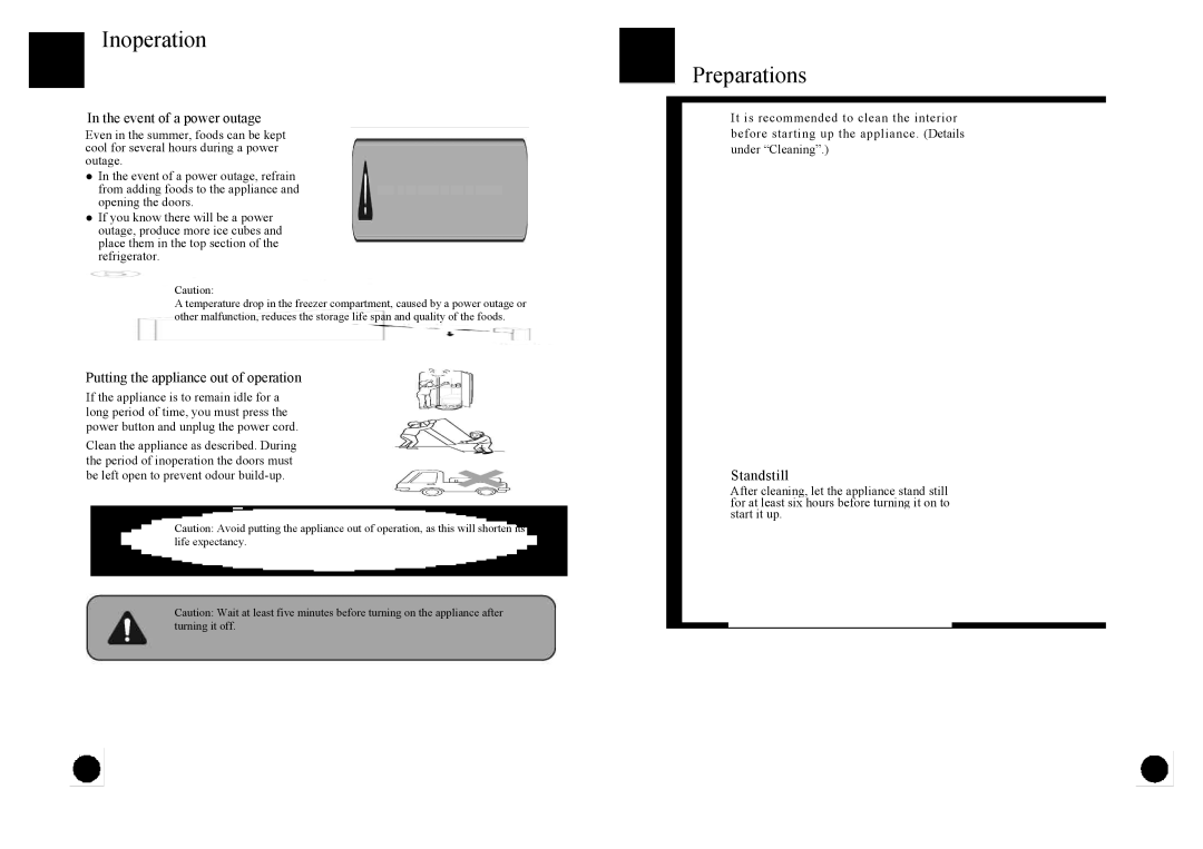 Haier HRF-663ASB2*, HRF-663ISB2*, HRF-663BSS Event of a power outage, Putting the appliance out of operation, Standstill 