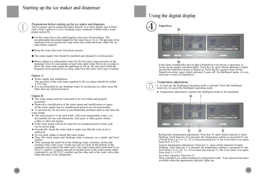 Haier HRF-663ATA2*, HRF-663ISB2*, HRF-663BSS manual Starting up the ice maker and dispenser, Using the digital display 