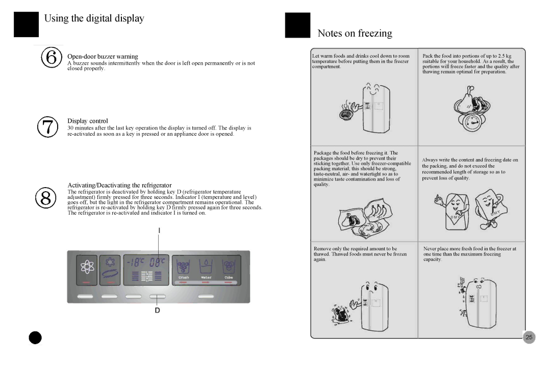 Haier HRF-663ASB2*, HRF-663ISB2* manual Open-door buzzer warning, Display control, Activating/Deactivating the refrigerator 