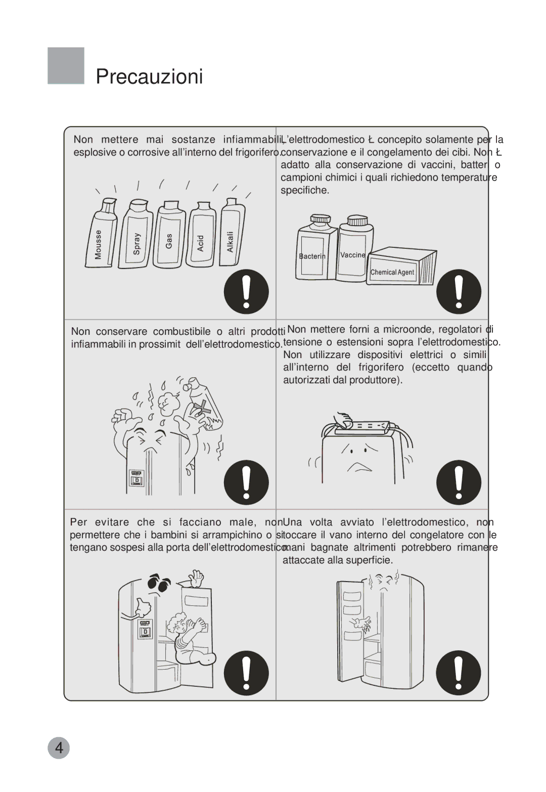 Haier HRF-663ISB2, HRF-663CJ manual Precauzioni 