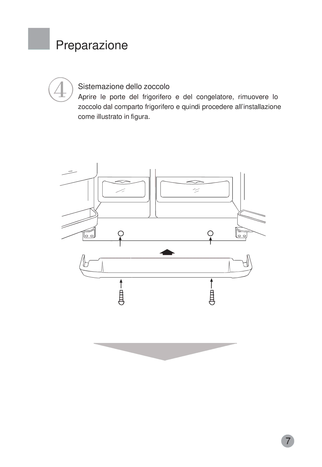 Haier HRF-663CJ, HRF-663ISB2 manual Sistemazione dello zoccolo 