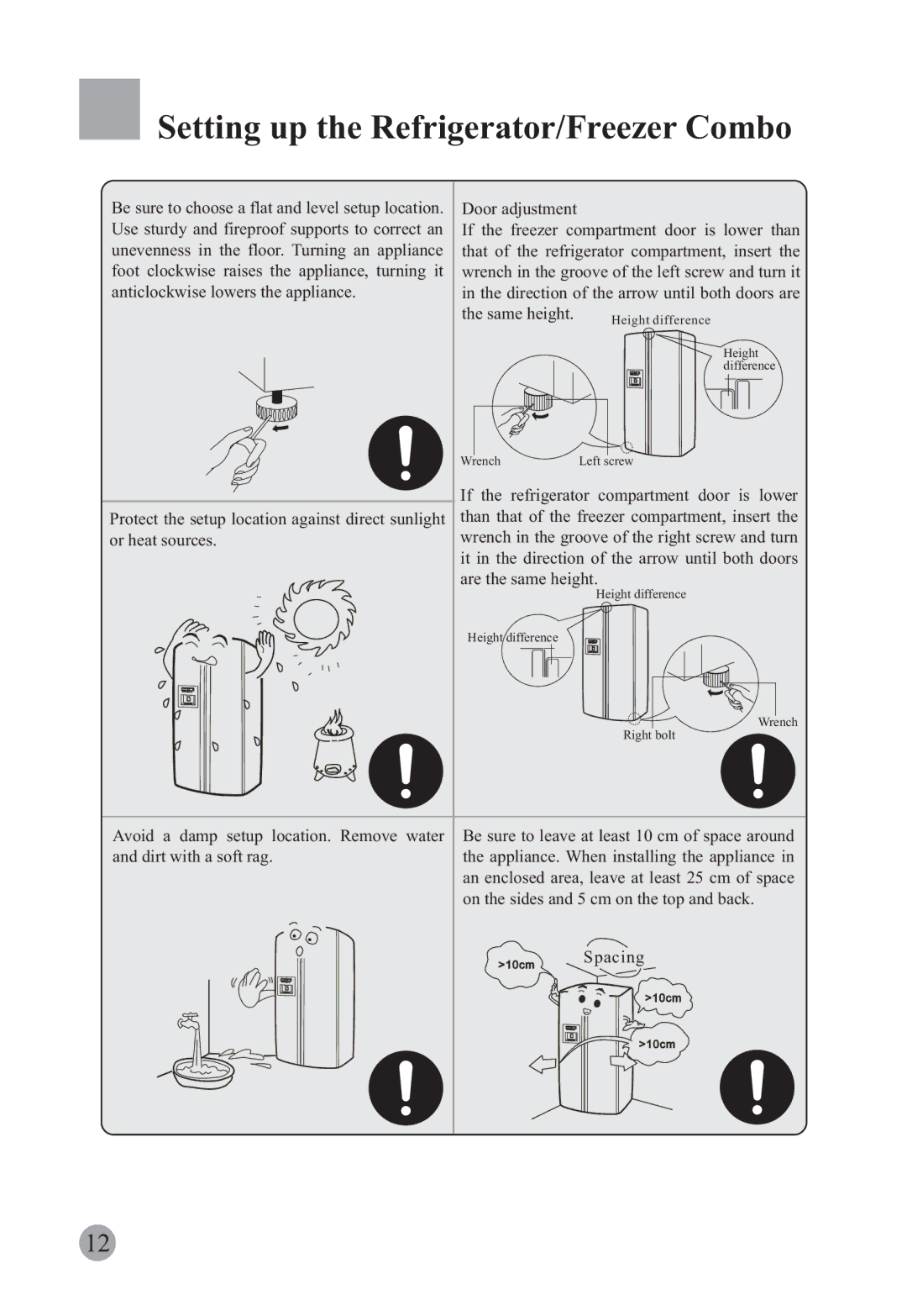 Haier HRF-663ISB2, HRF-663CJ manual Setting up the Refrigerator/Freezer Combo 