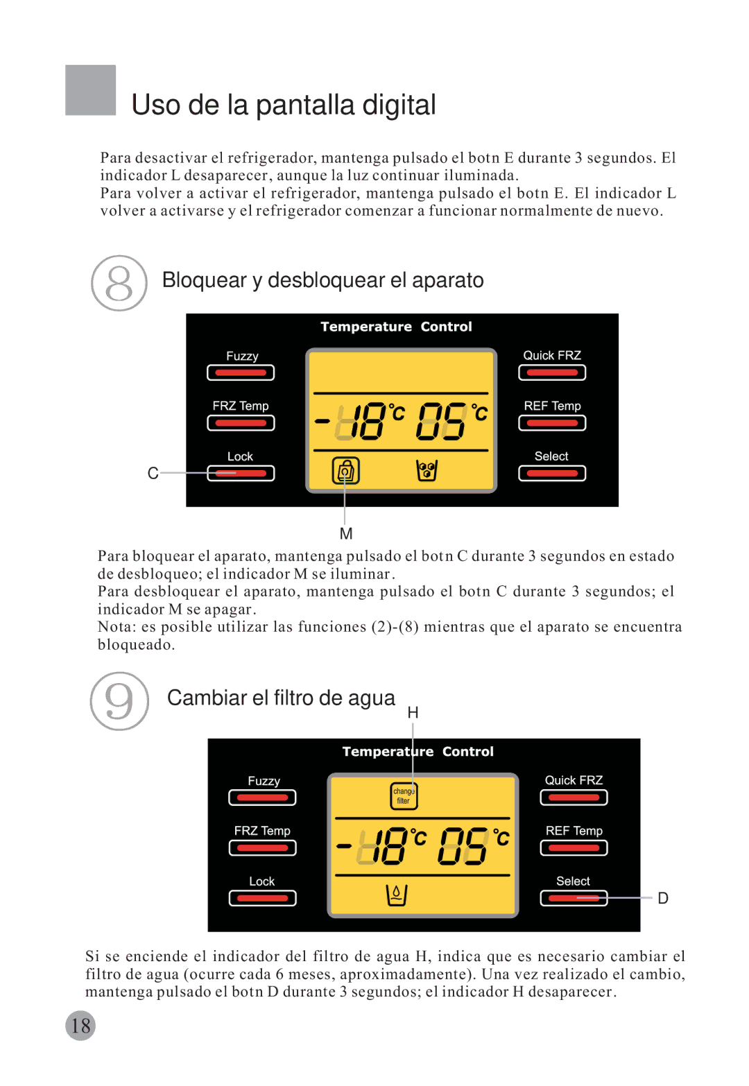 Haier HRF-663ISB2, HRF-663CJ manual Bloquear y desbloquear el aparato, Cambiar el filtro de agua 