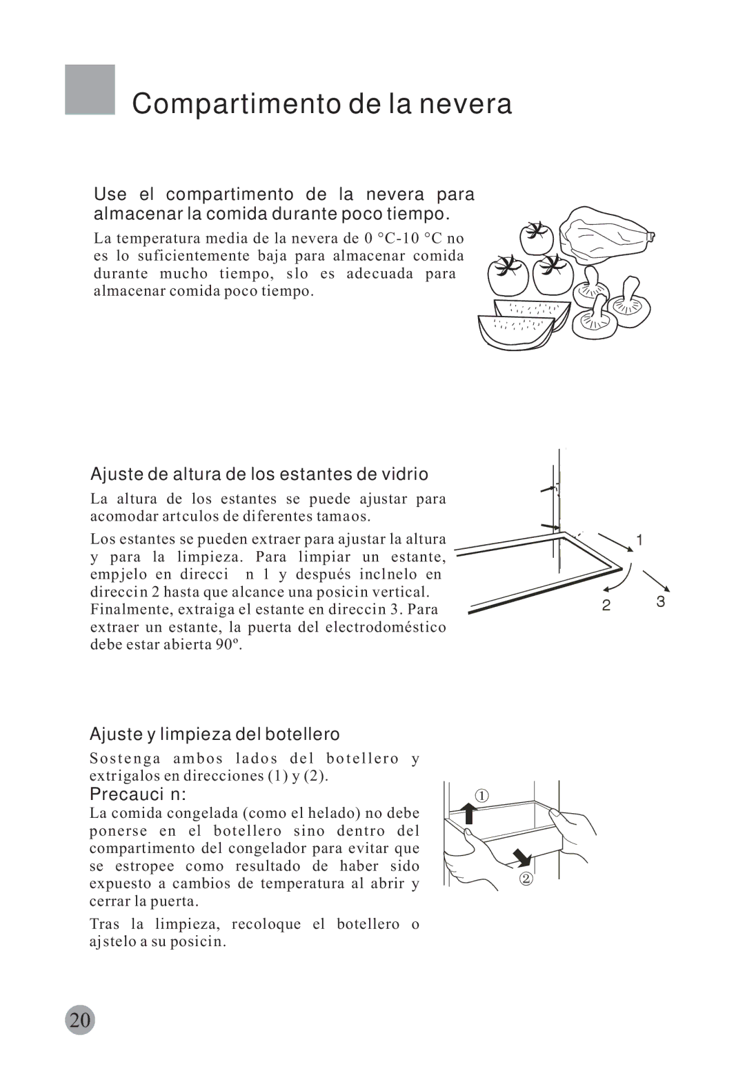 Haier HRF-663ISB2 Compartimento de la nevera, Ajuste de altura de los estantes de vidrio, Ajuste y limpieza del botellero 