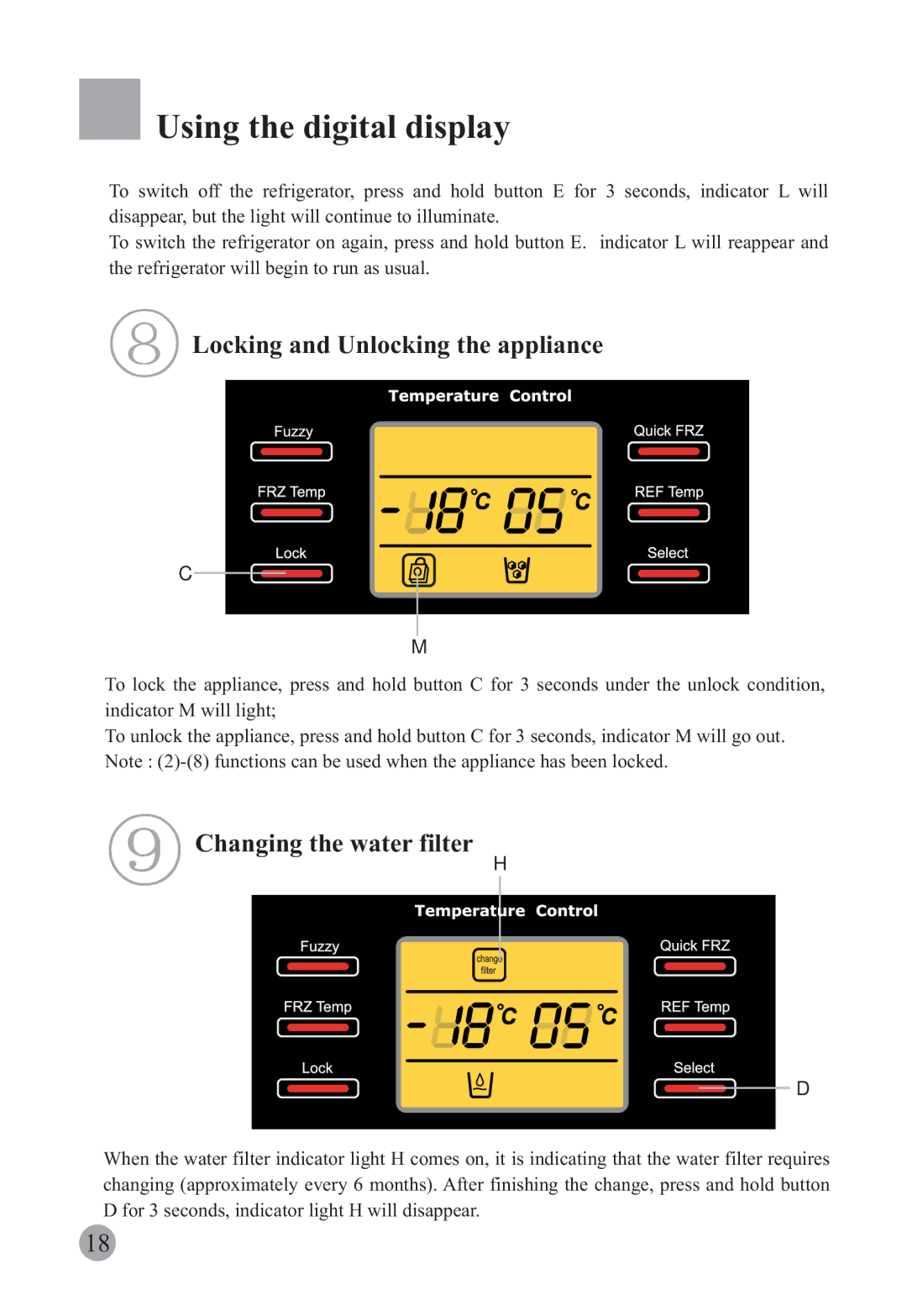 Haier HRF-663ISB2, HRF-663CJ manual Locking and Unlocking the appliance, Changing the water filter 