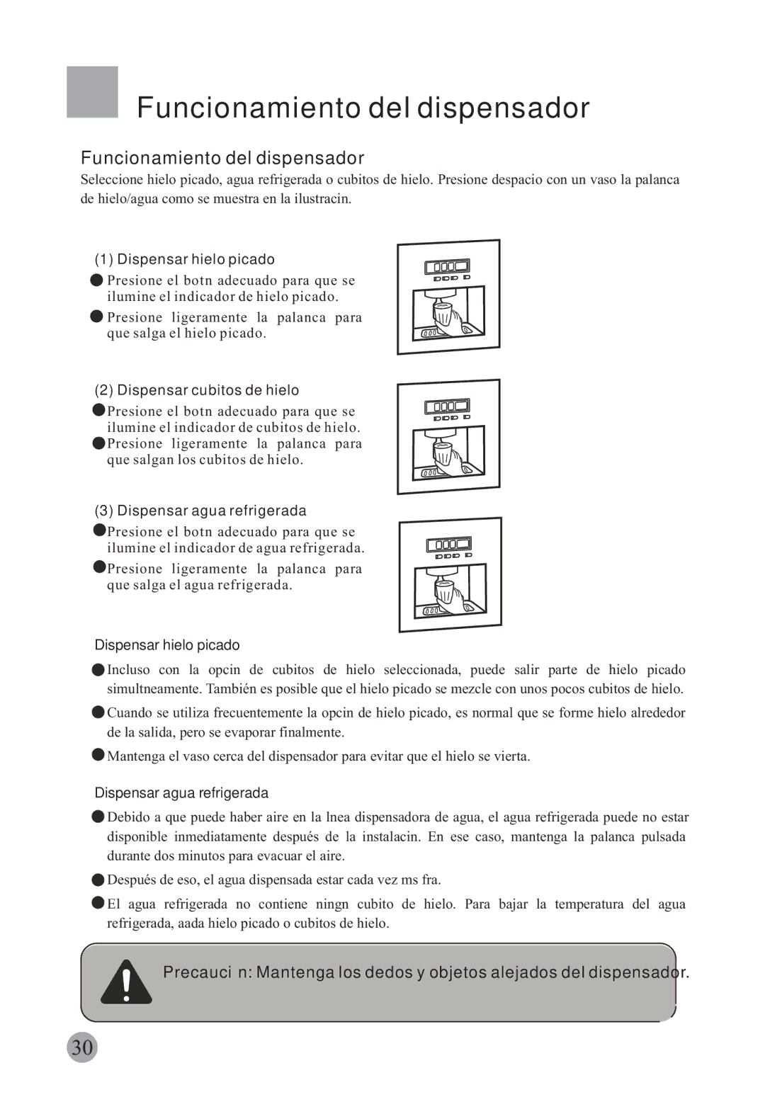 Haier HRF-663ISB2, HRF-663CJ manual Funcionamiento del dispensador 