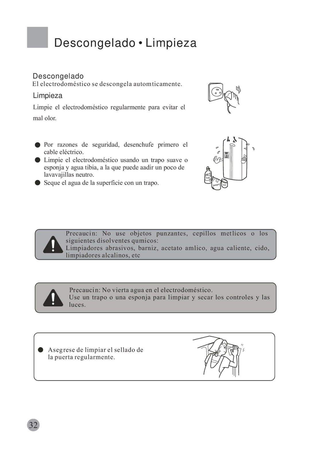 Haier HRF-663ISB2, HRF-663CJ manual Descongelado · Limpieza 