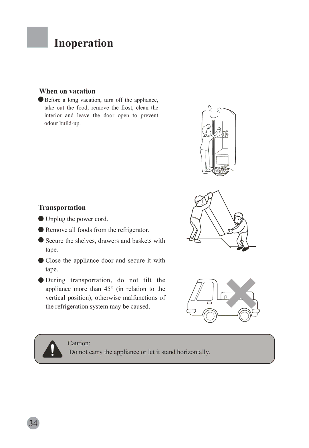 Haier HRF-663ISB2, HRF-663CJ manual When on vacation, Transportation 