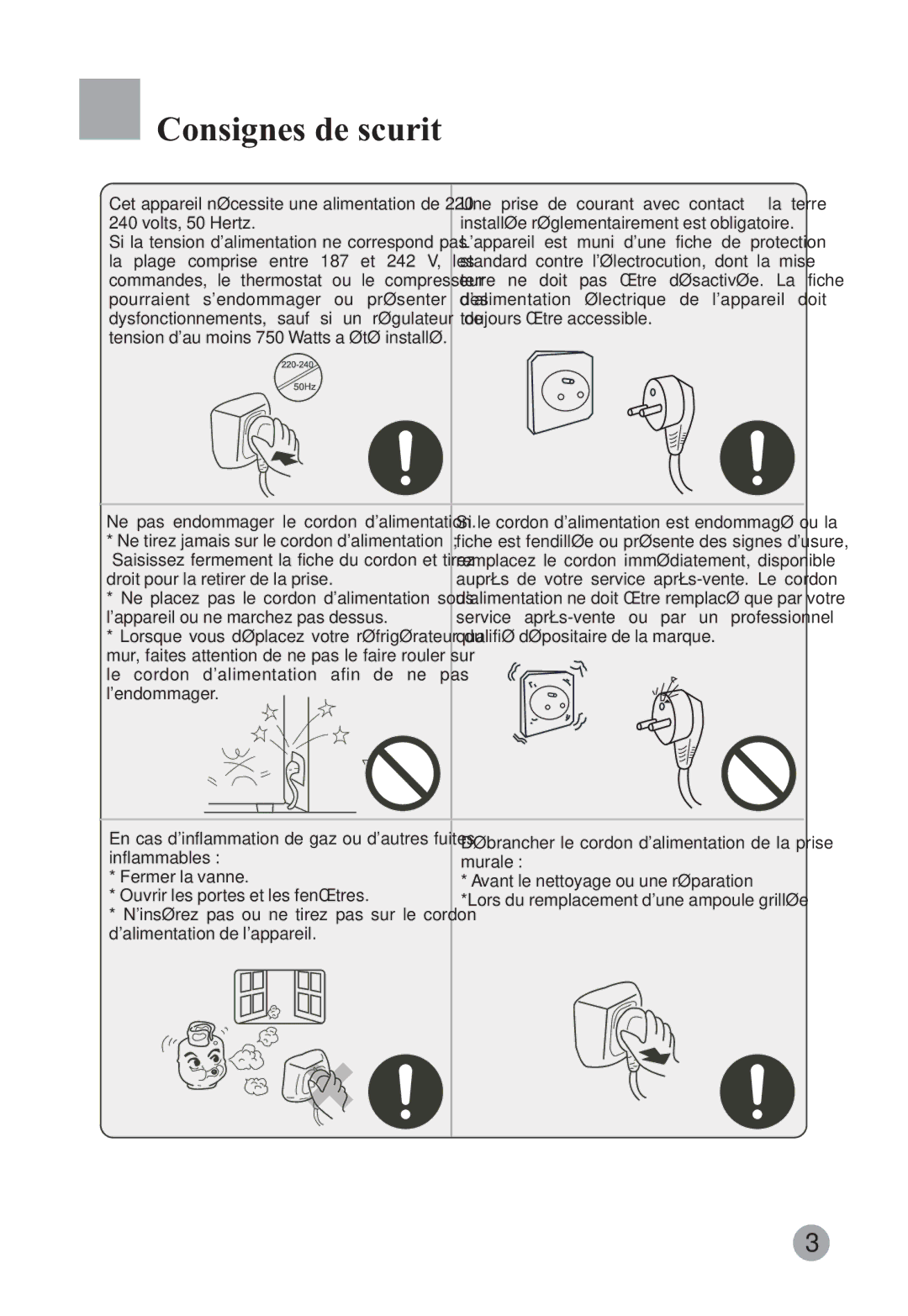 Haier HRF-663CJ, HRF-663ISB2 manual Consignes de sécurité 