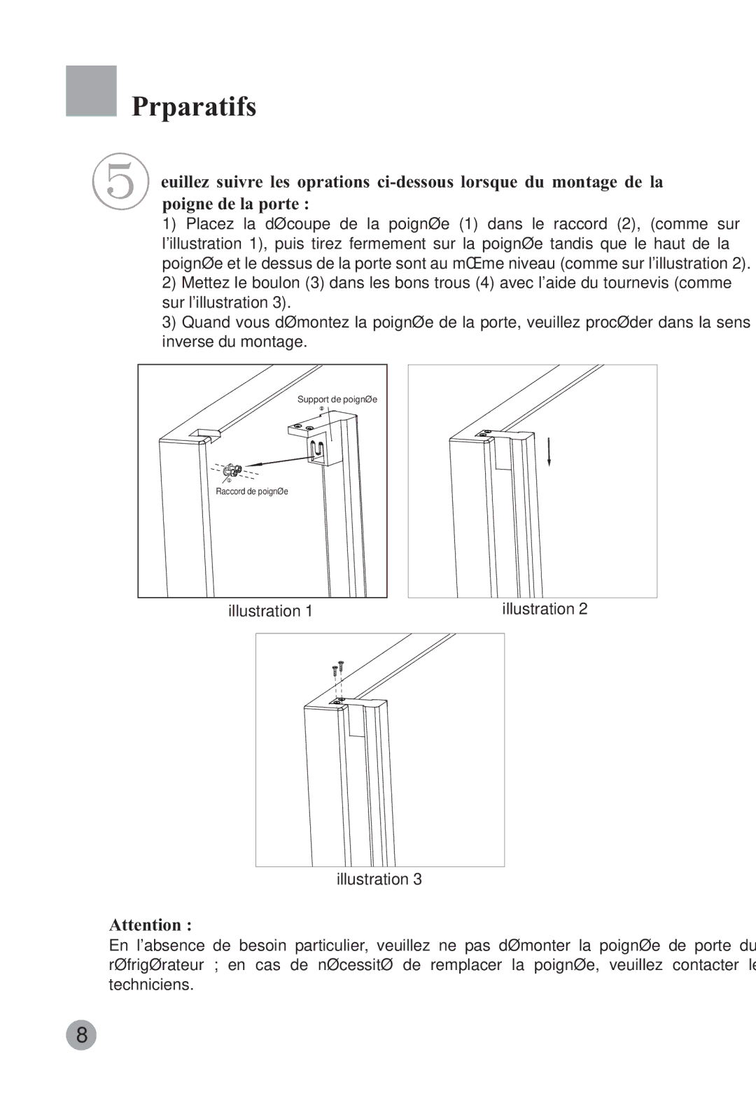 Haier HRF-663ISB2, HRF-663CJ manual Raccord de poignée 