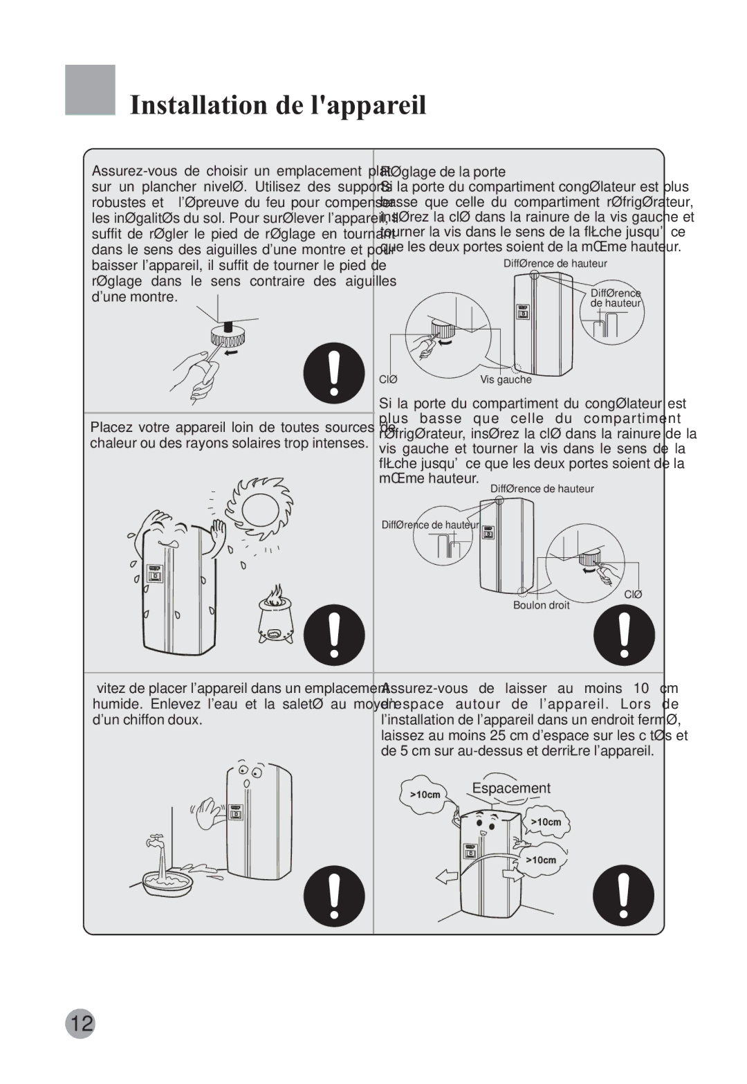 Haier HRF-663ISB2, HRF-663CJ manual Installation de lappareil 