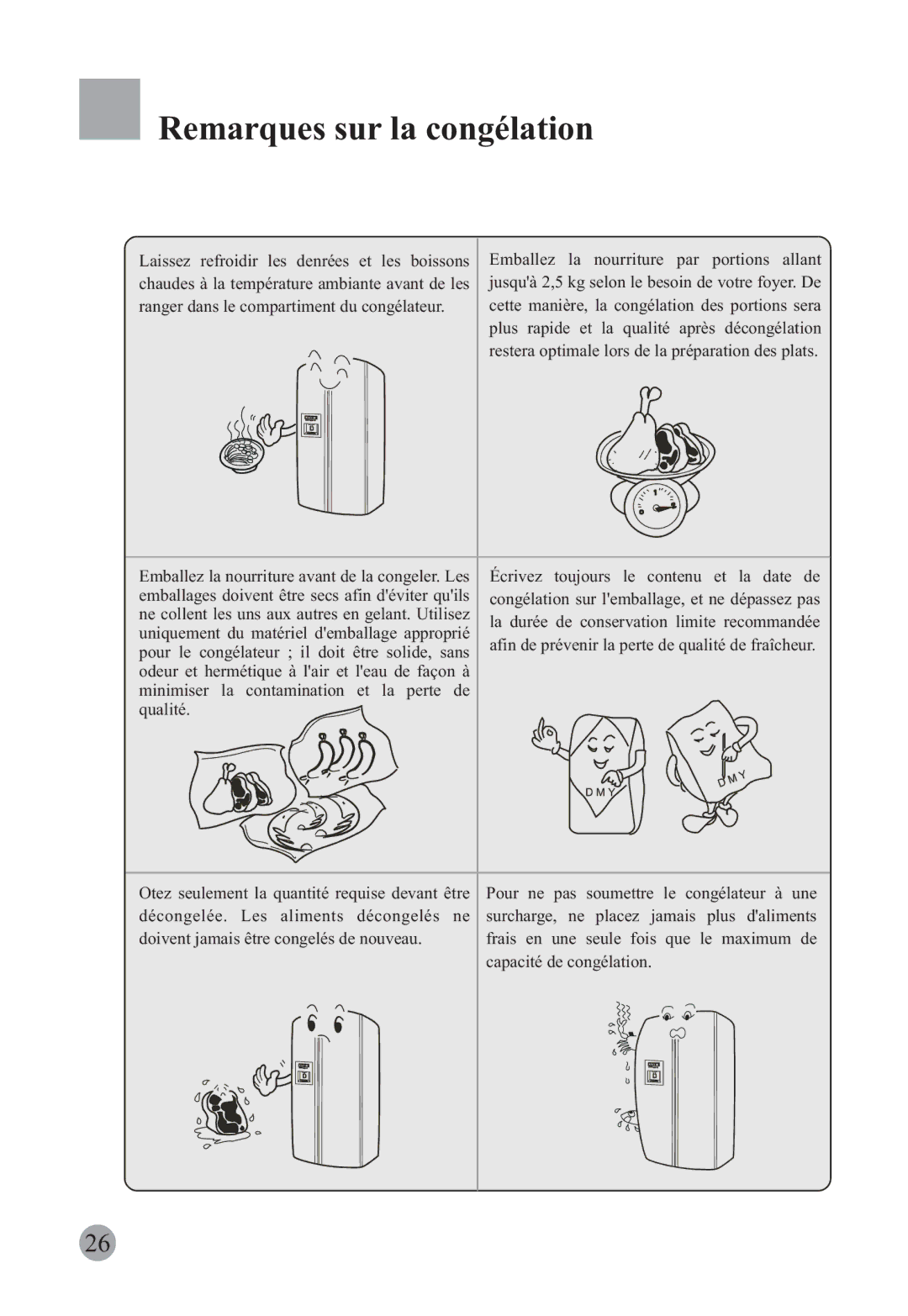 Haier HRF-663ISB2, HRF-663CJ manual Remarques sur la congélation, Ranger dans le compartiment du congélateur 