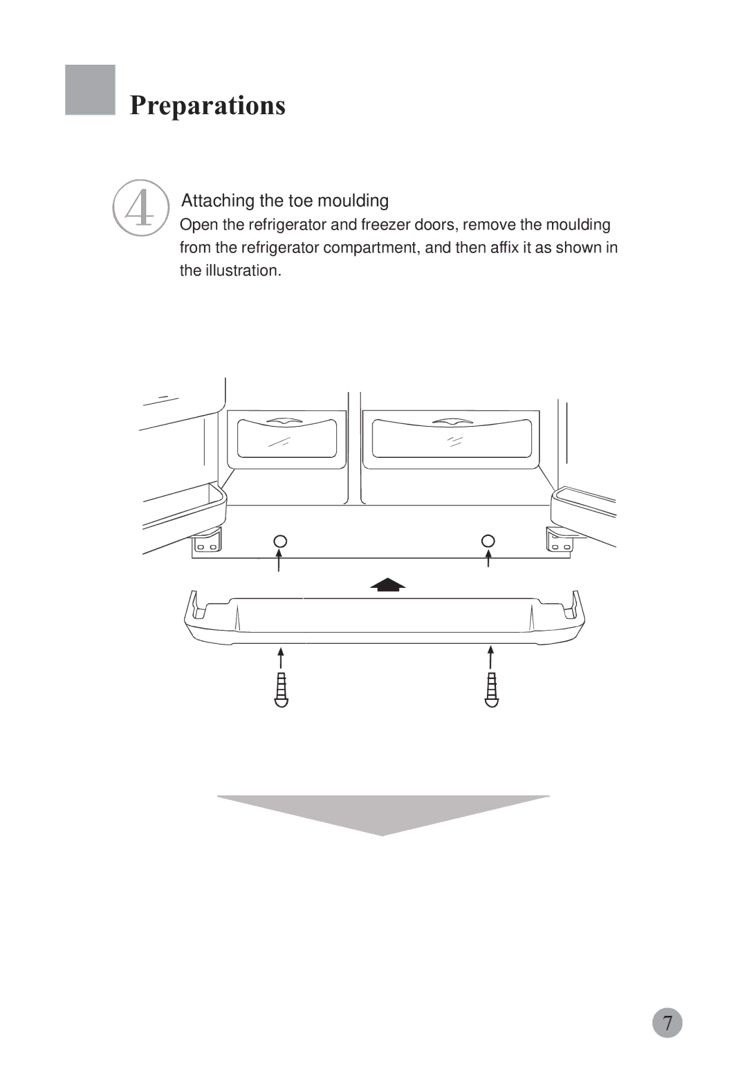 Haier HRF-663CJ, HRF-663ISB2 manual Attaching the toe moulding 