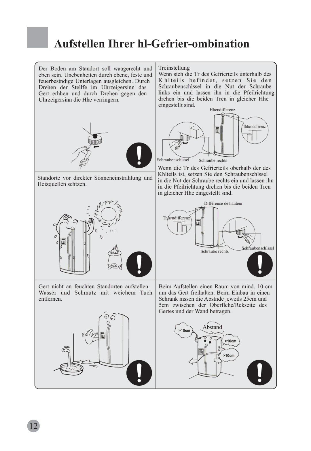 Haier HRF-663ISB2, HRF-663CJ manual Aufstellen Ihrer Kühl-Gefrier-Kombination 