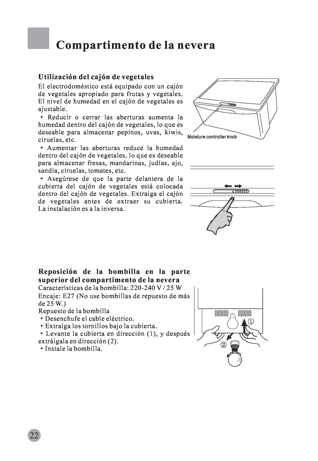 Haier HRF-663ISB2, HRF-663CJ manual Utilización del cajón de vegetales, Compartimento de la nevera 