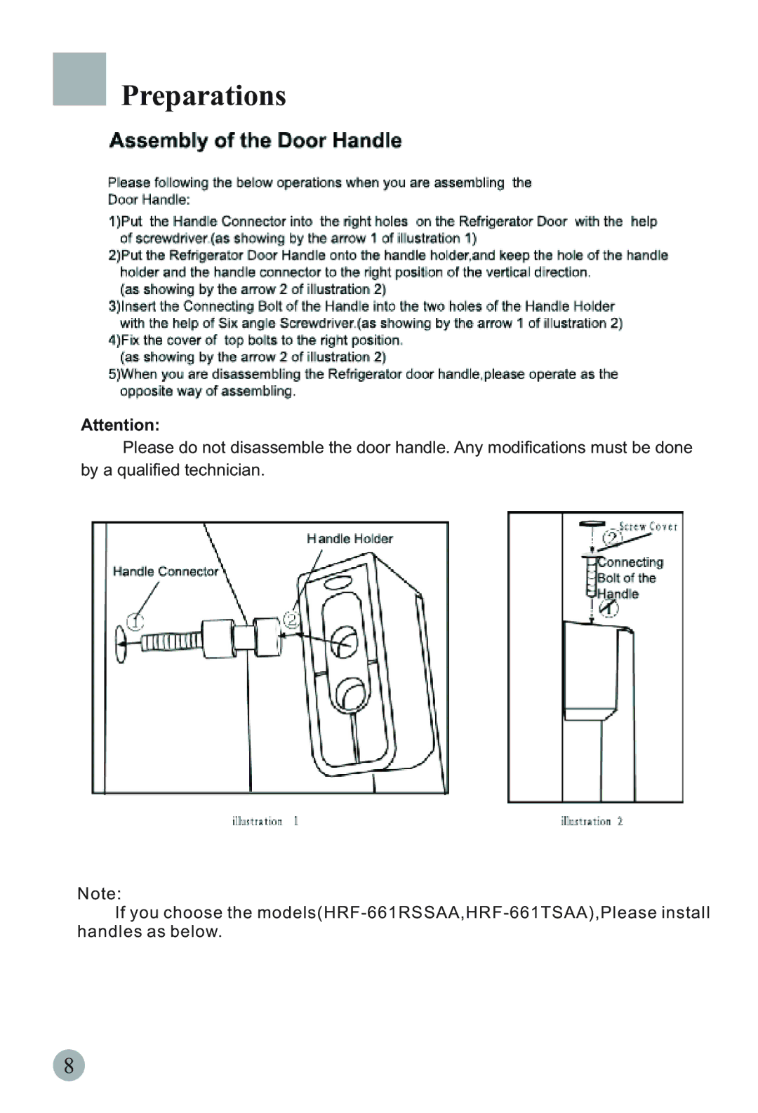 Haier HRF-66ISB2, HRF-66ITA2, HRF-66ATA2, HRF-66ISA2, HRF-66ASA2, HRF-66ASB2 manual Preparations 